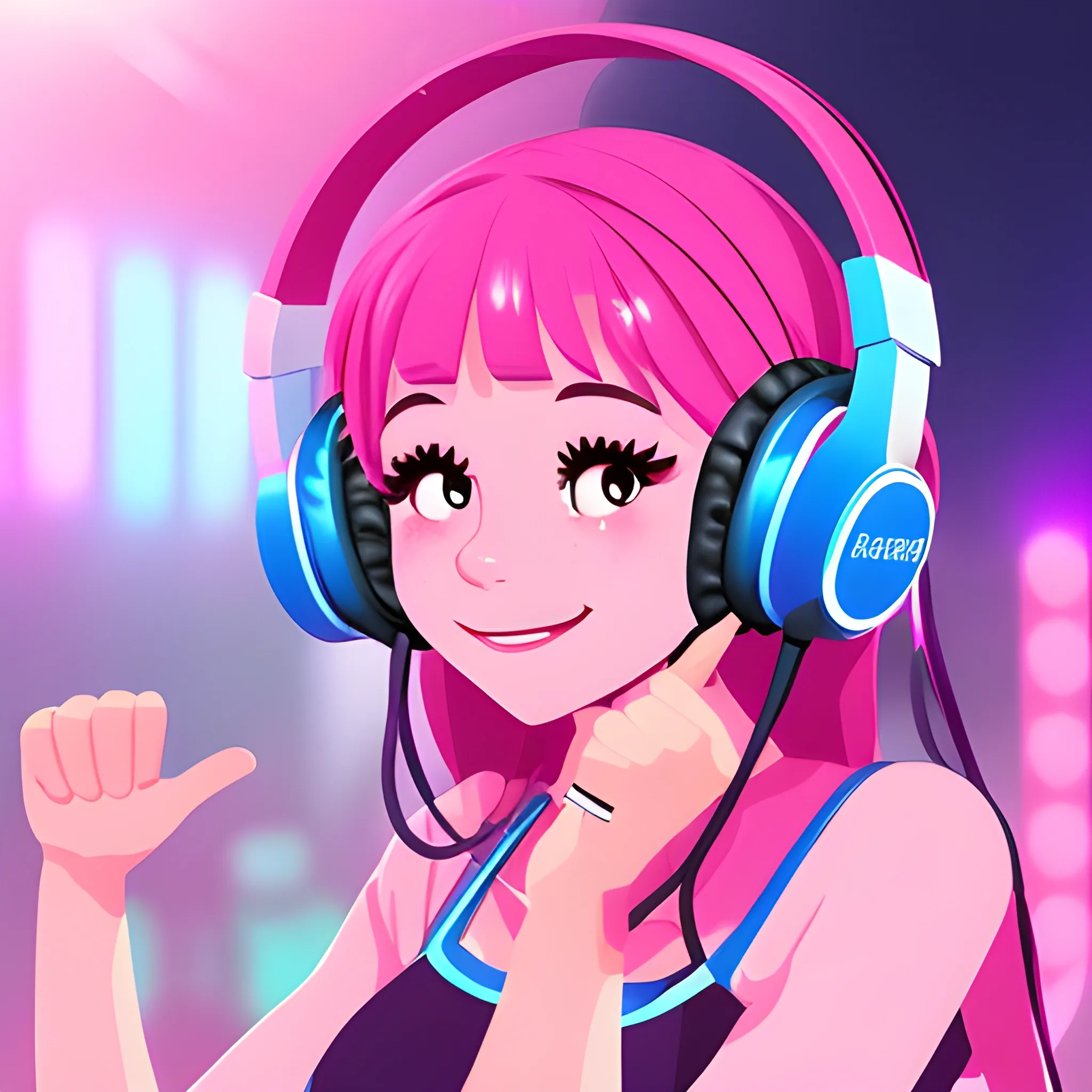 Cute Female headphones dancing club