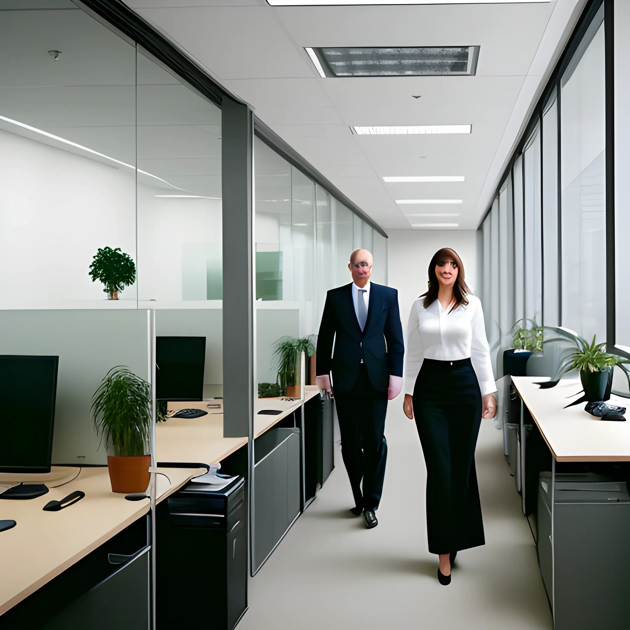 A portrait photography of office workers, with more girls than boys, in an office ambient 