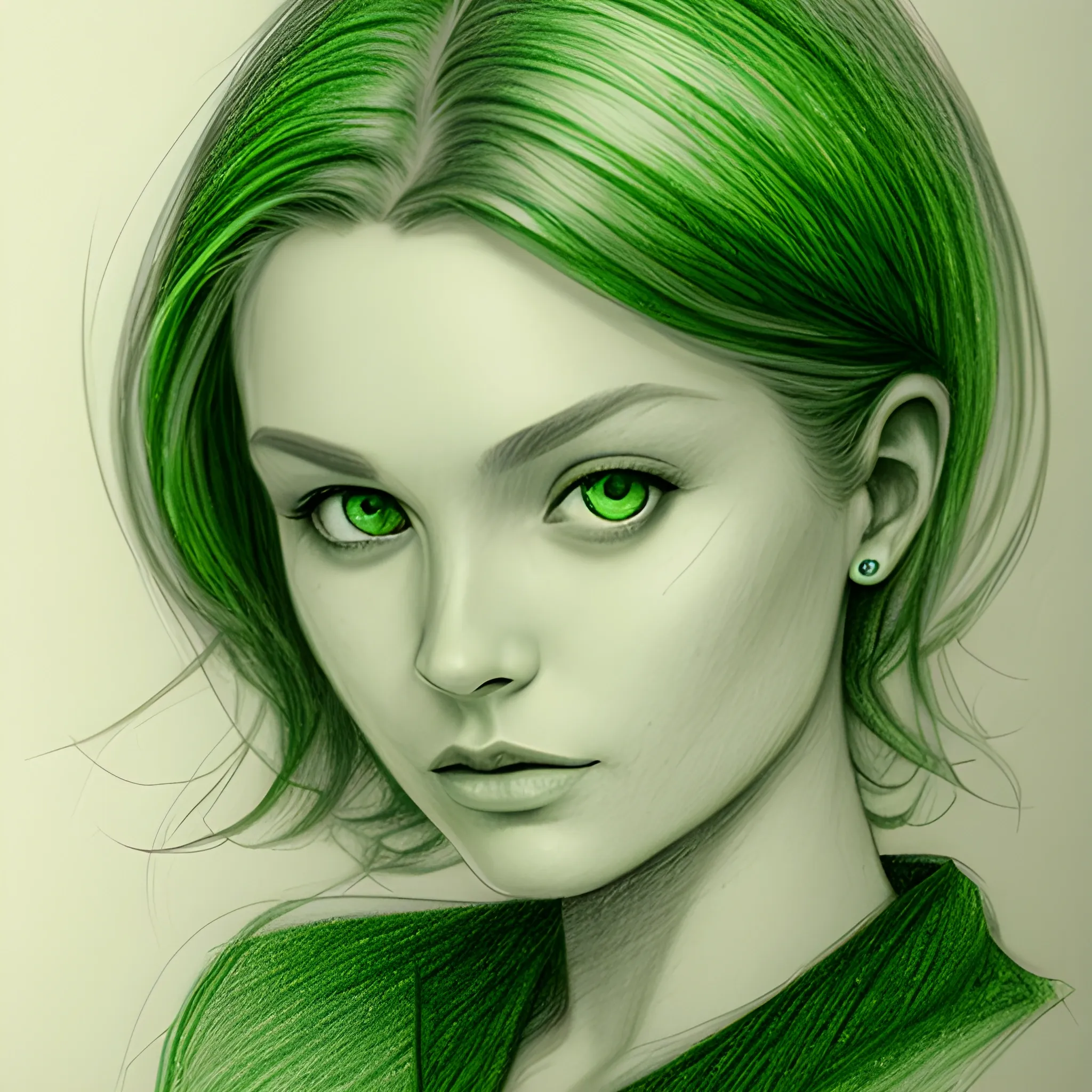 Femeie in verde, Pencil Sketch