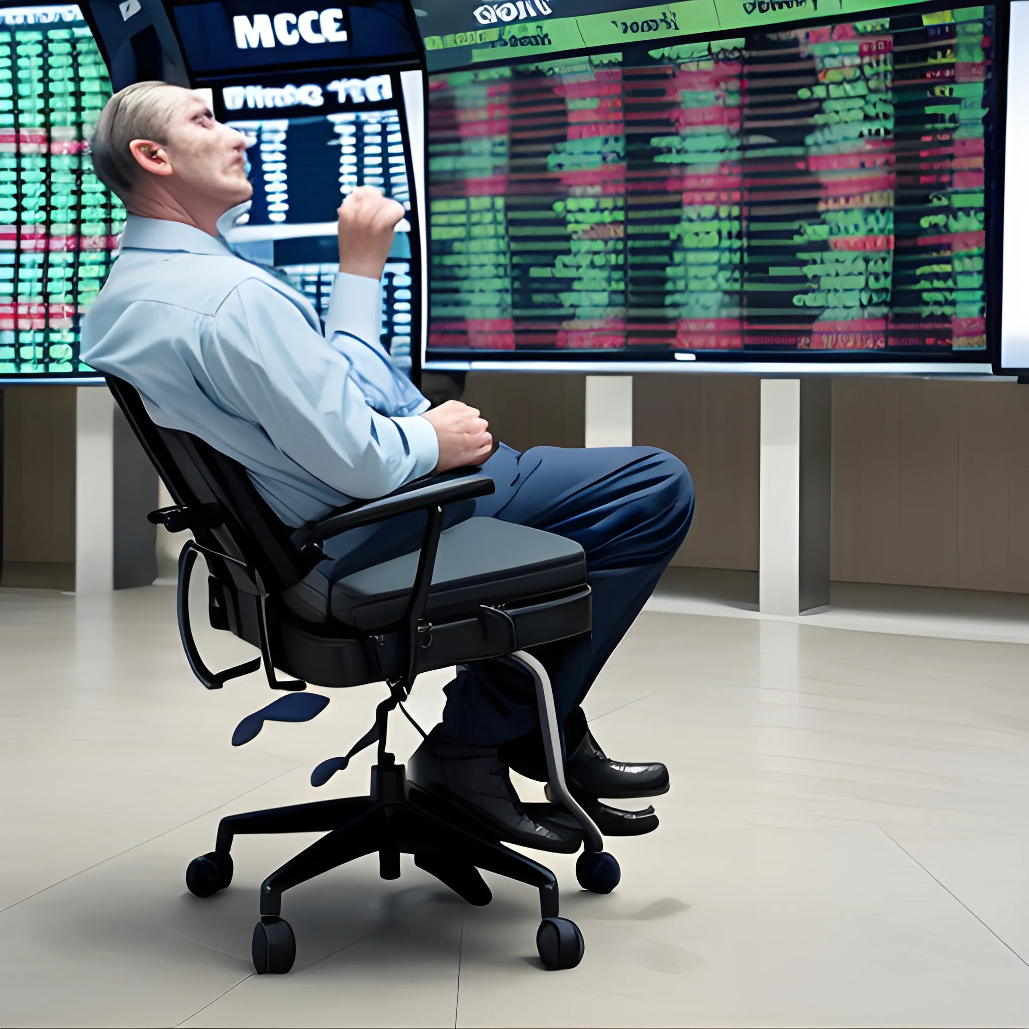 A man losing money in the stock market is sitting in a chair facing cerebral palsy