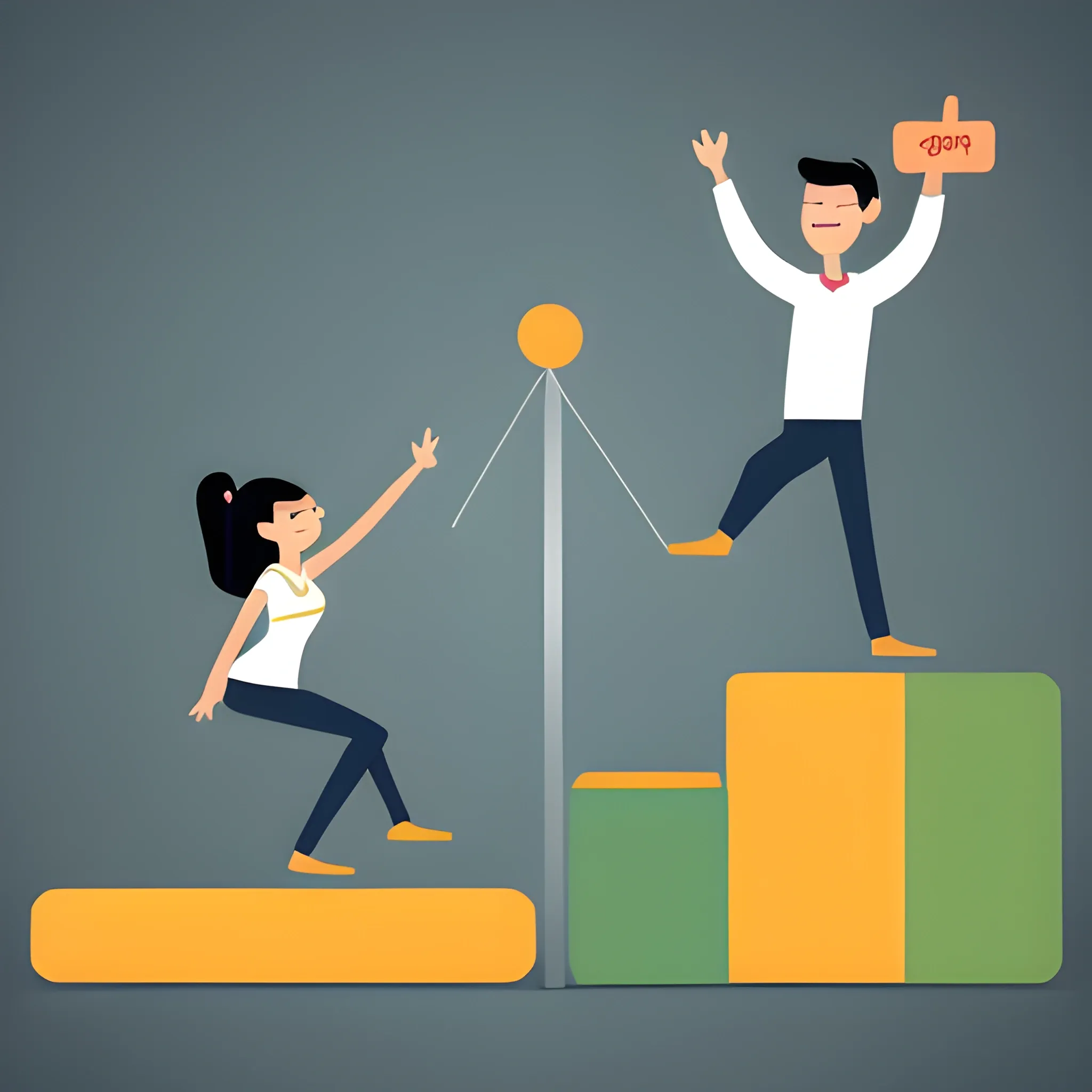 create a volatility graph with a person doing balance, Cartoon