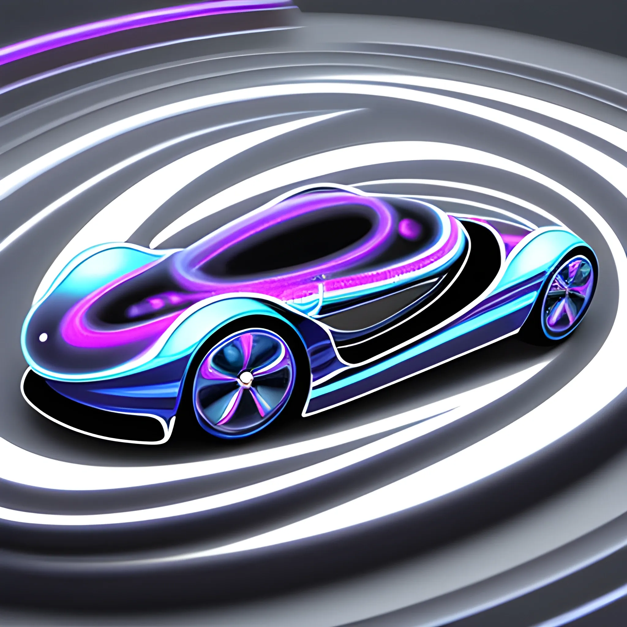 futuristic car, hypnotic swirl style