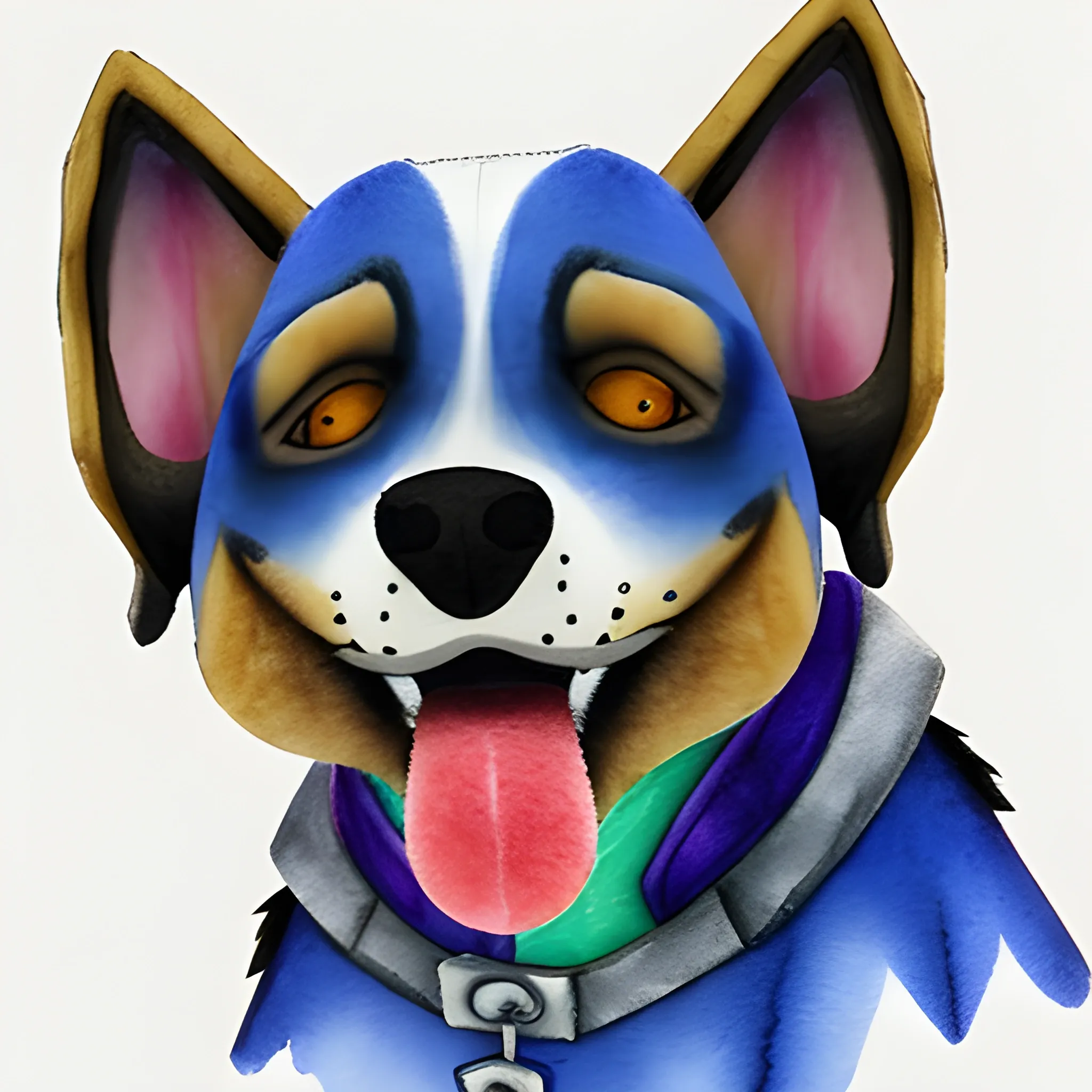 a dog , 3D, Cartoon, Water Color