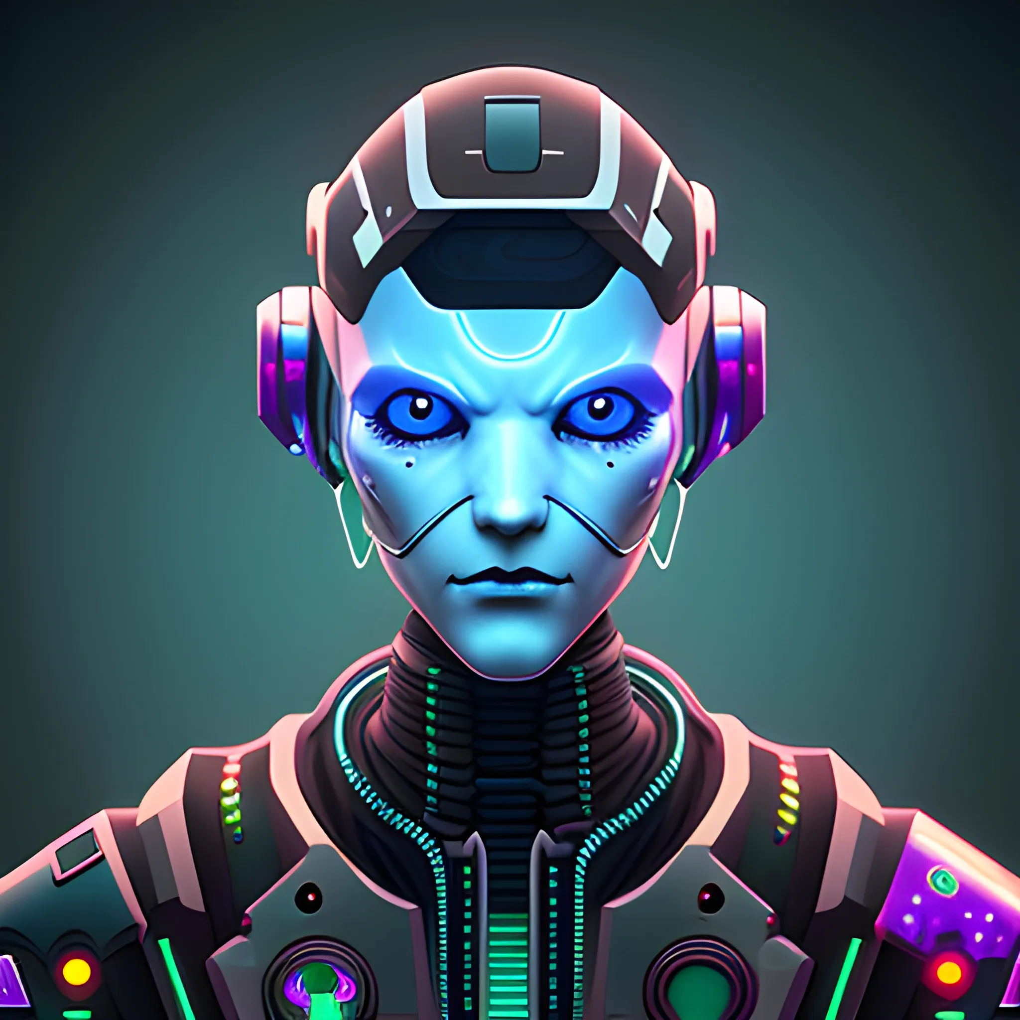 Cyberpunk style robot avatar, digital style, high quality