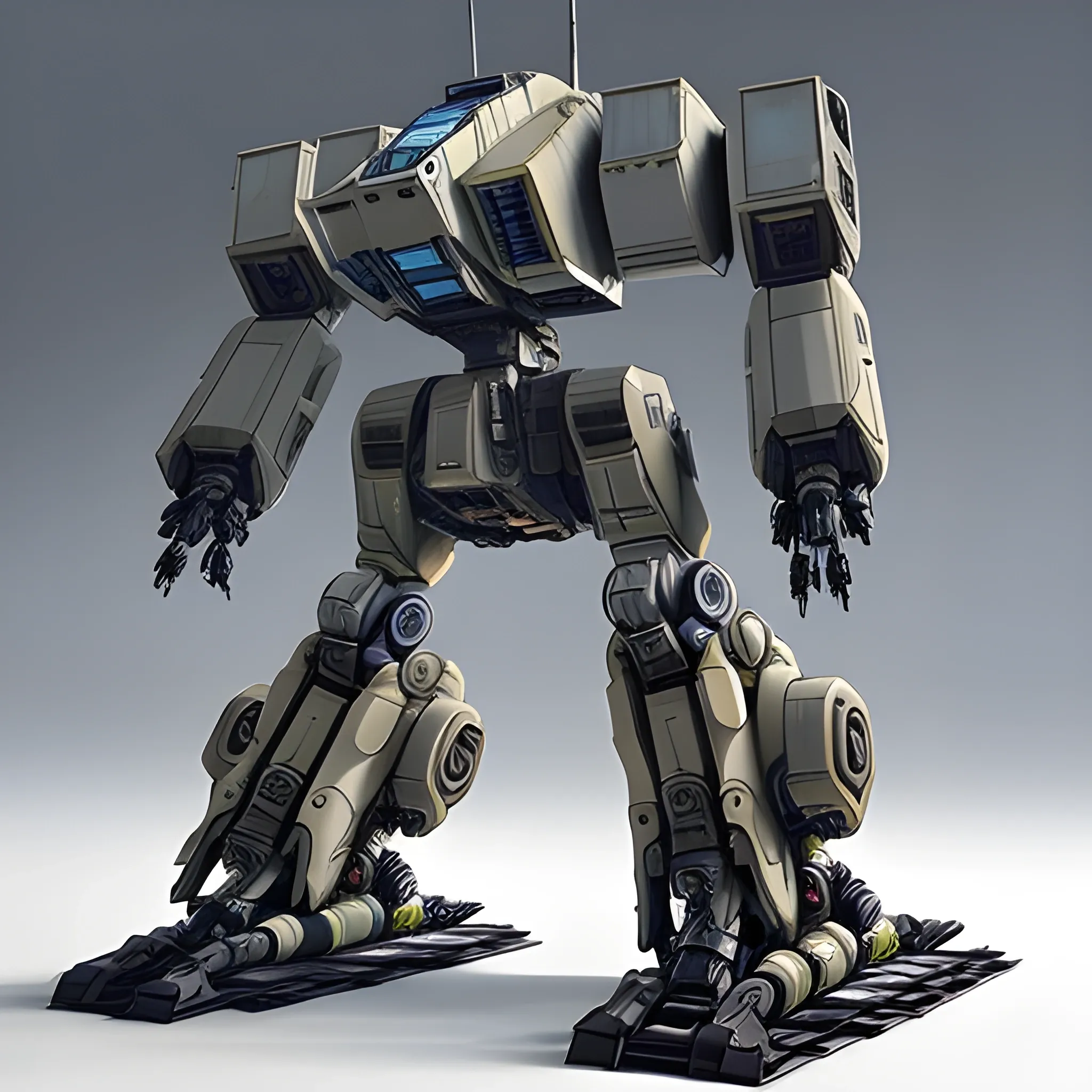 I want a Mech with Reverse Leg joints the mech has 2 large Cannons and two big missile pods on the shoulders