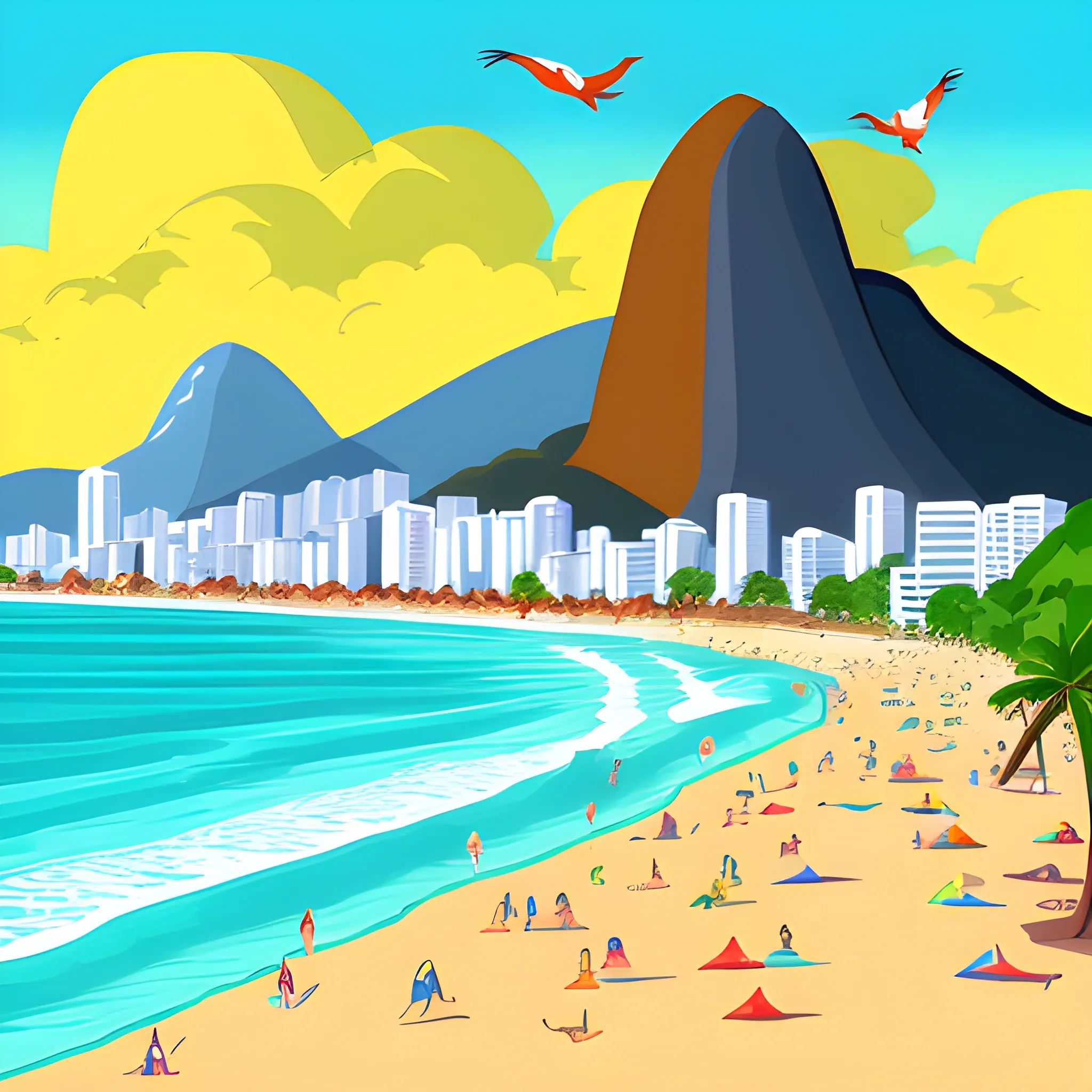 Rio de Janeiro beach, Cartoon