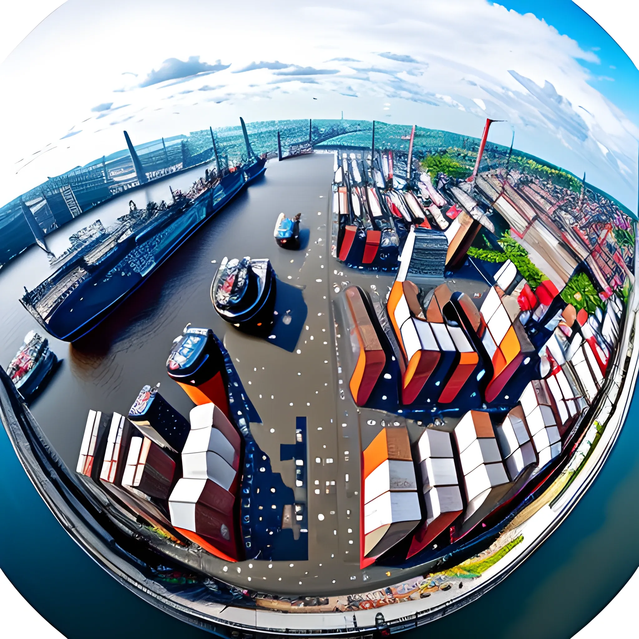 Port of Hamburg, fisheye lense