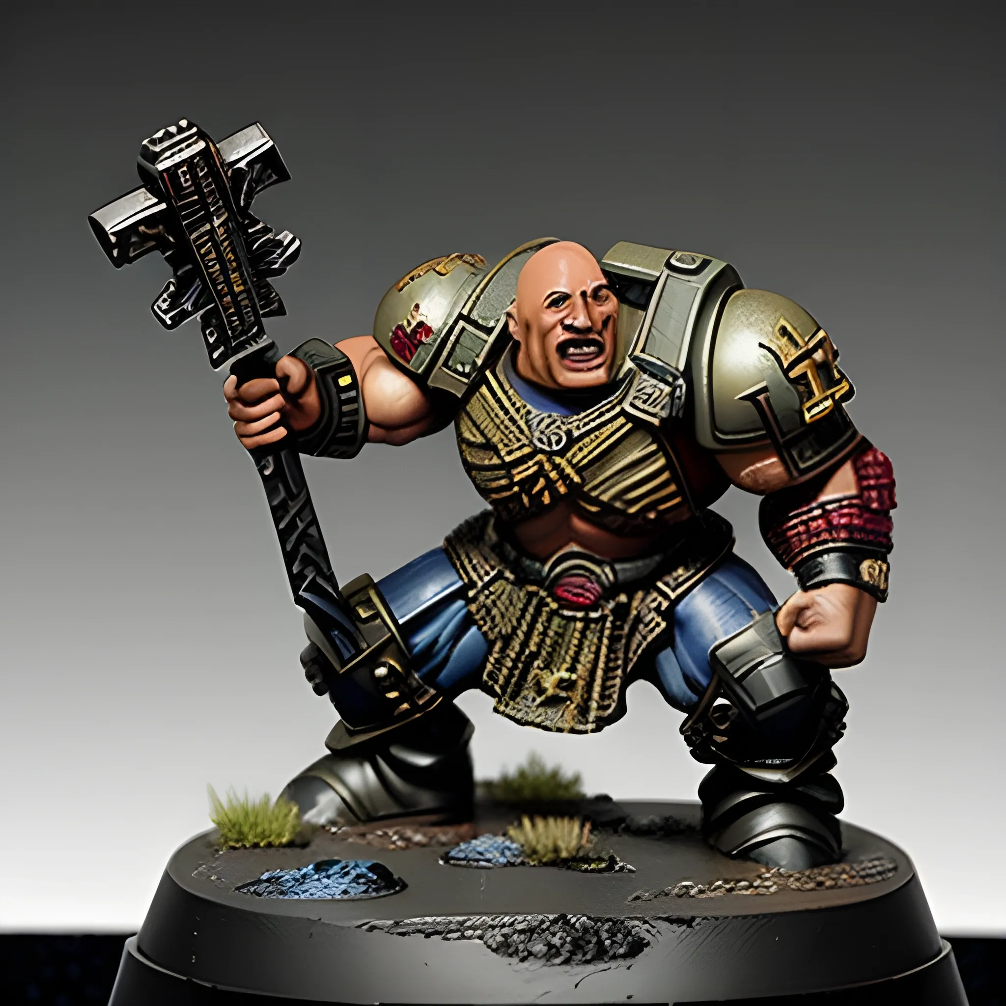 Photo of the Rock (Dwayne Johnson) in warhammer 40k setting, 