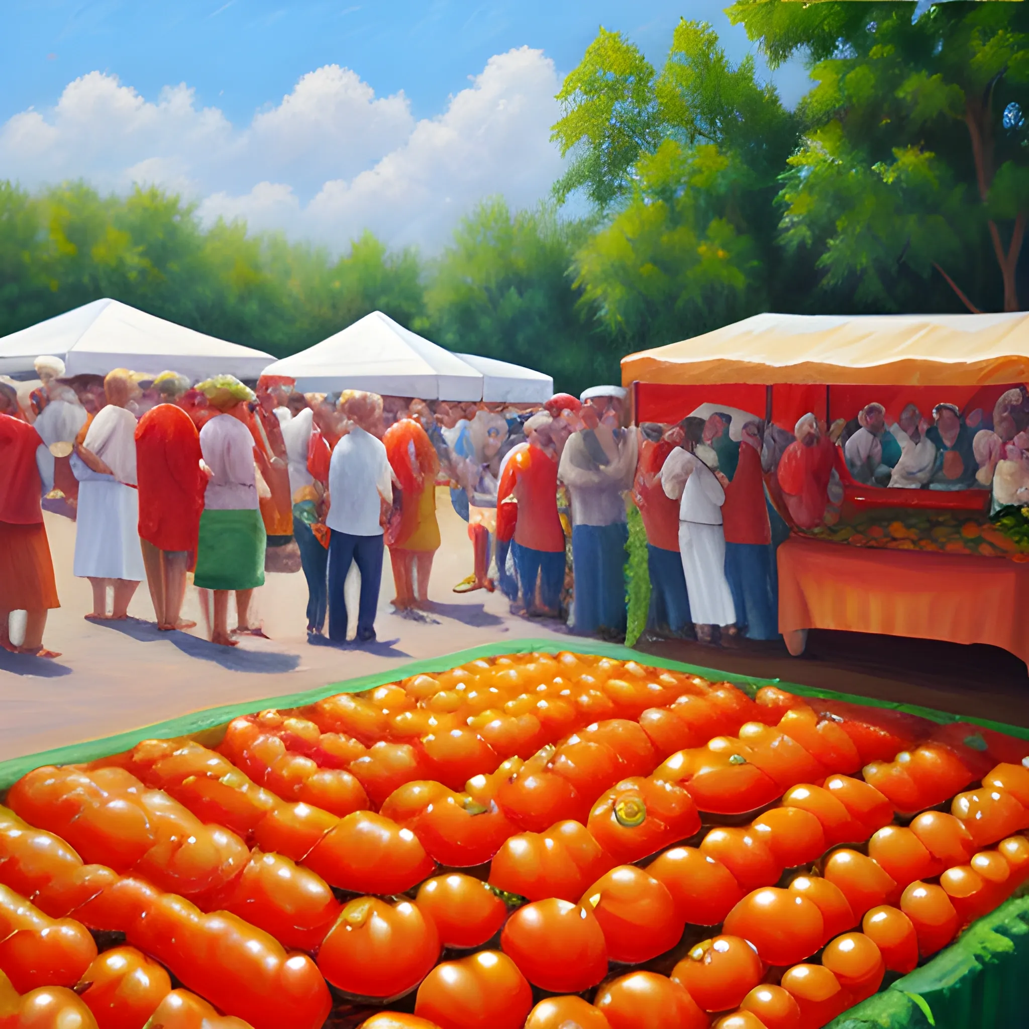 tomato festival, Oil Painting