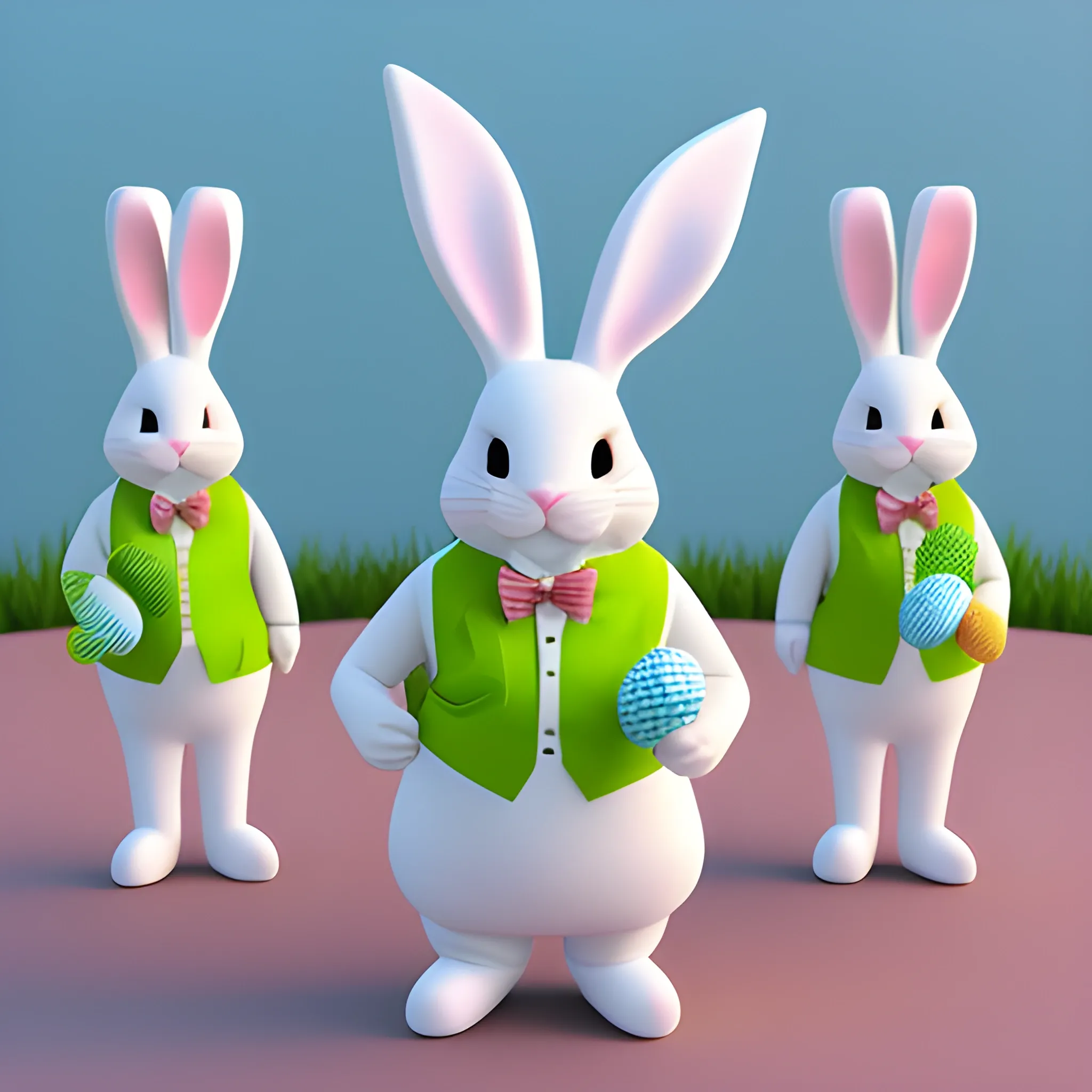 Funny easter bunny in workwear, 3D