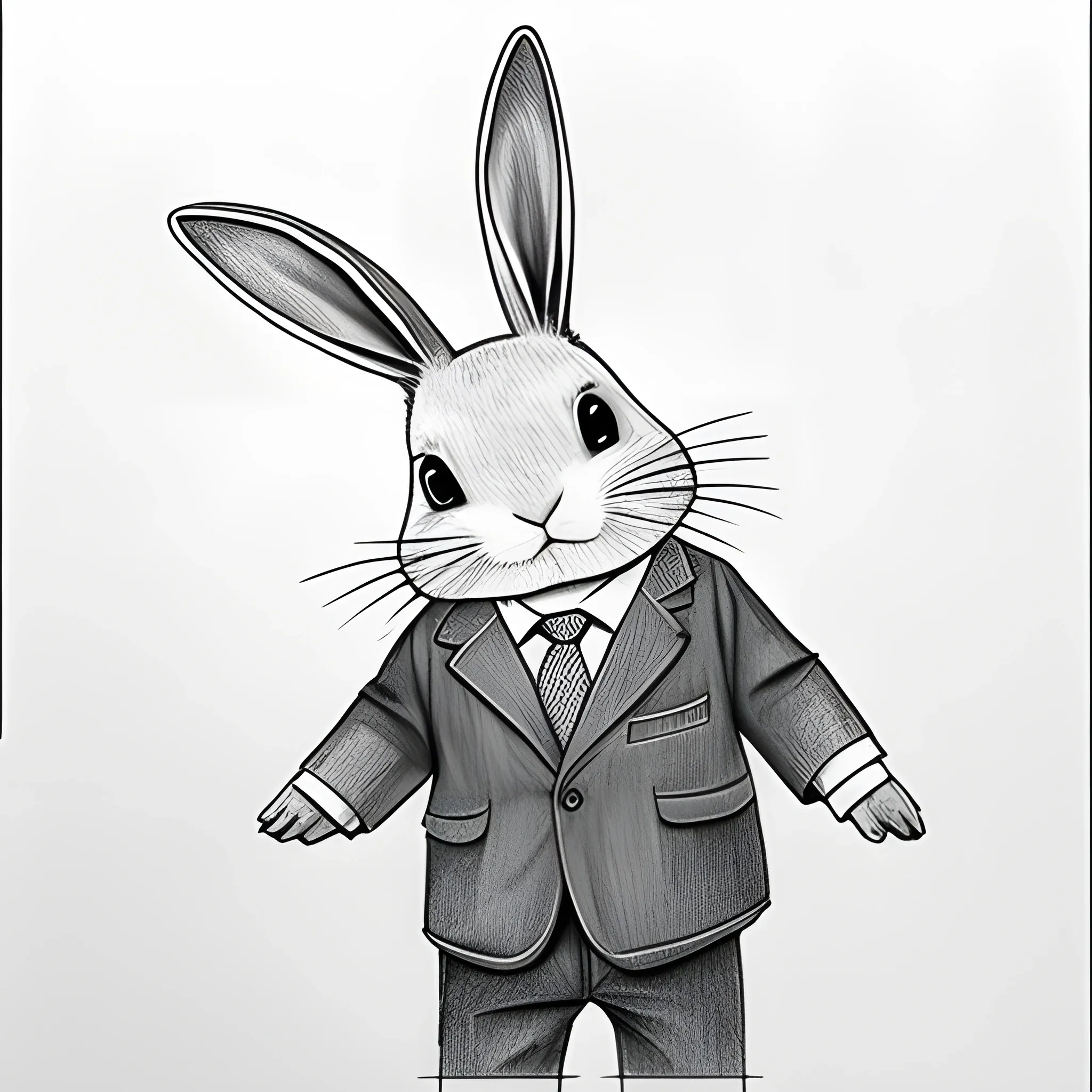 Easter rabbit ín workwear , Pencil Sketch