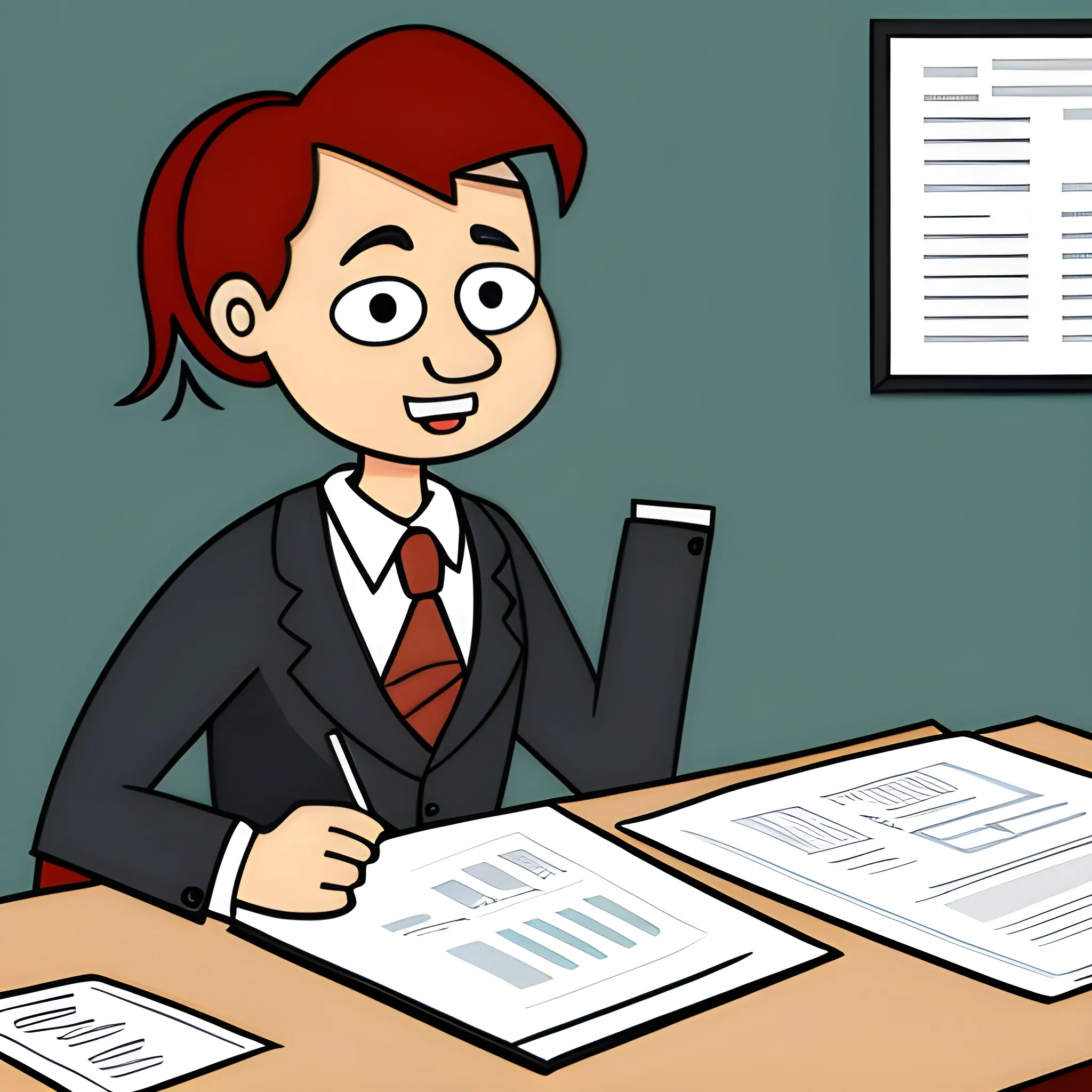 Accountant working for paper and for iron, Cartoon