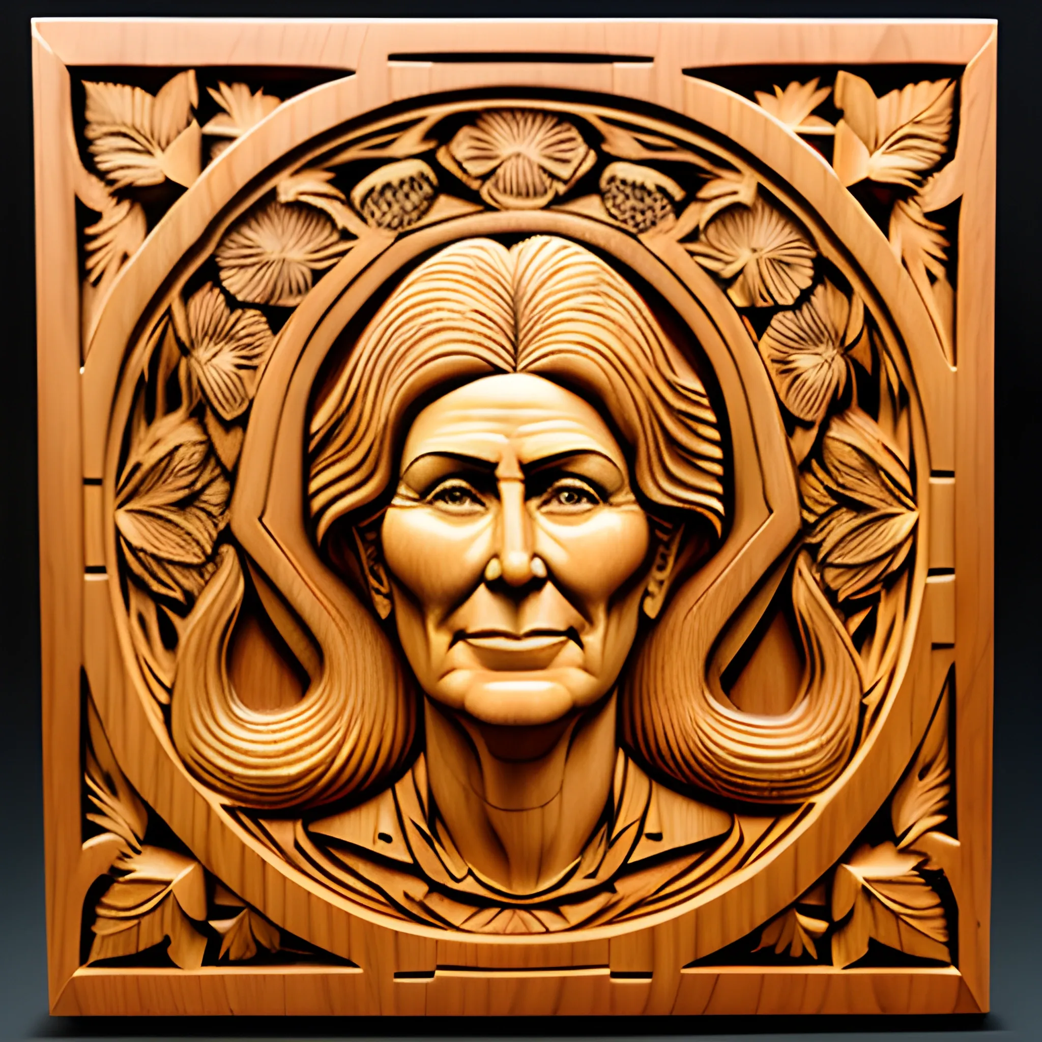  GIRL CARVED WOOD PANEL