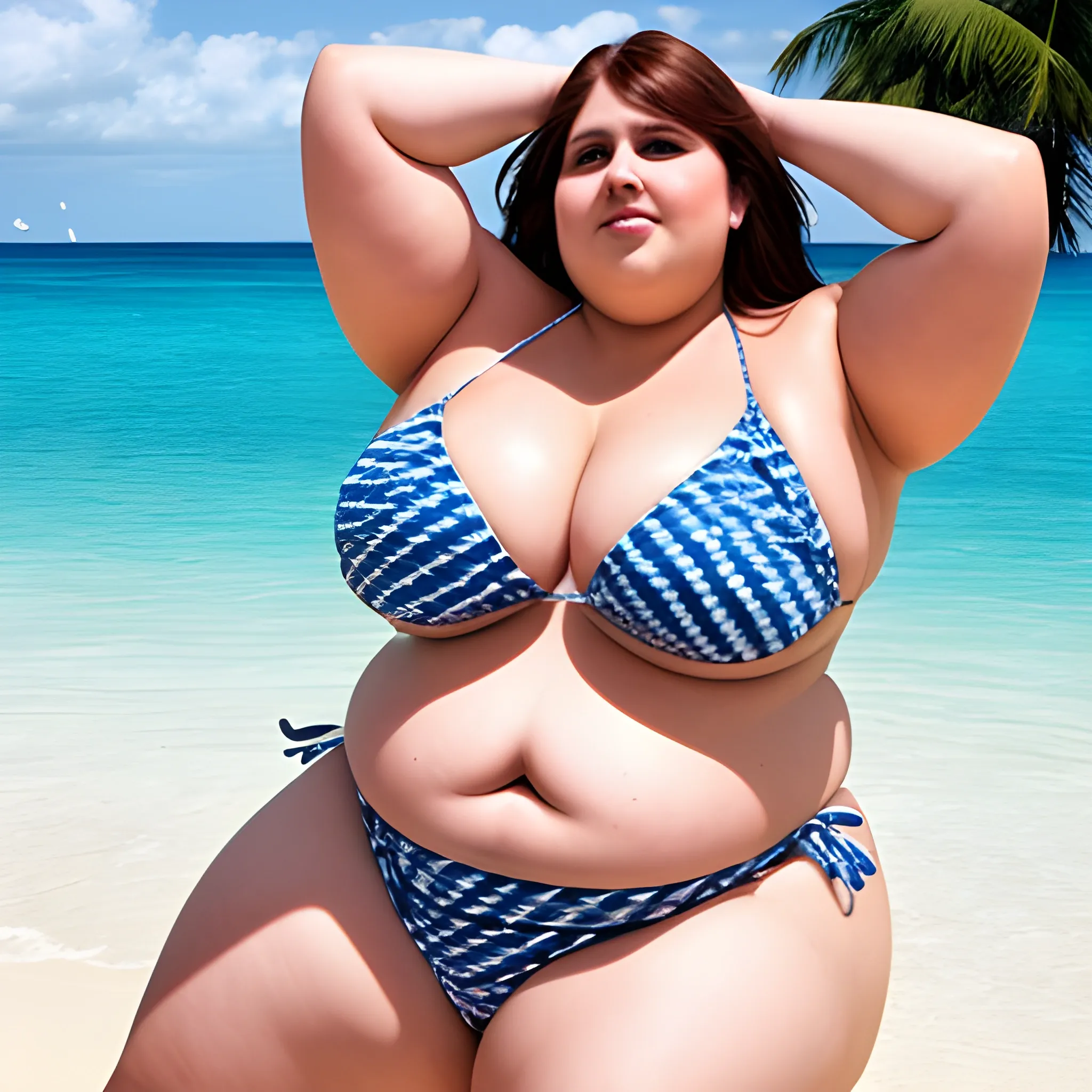  Beautiful obese woman in bikini