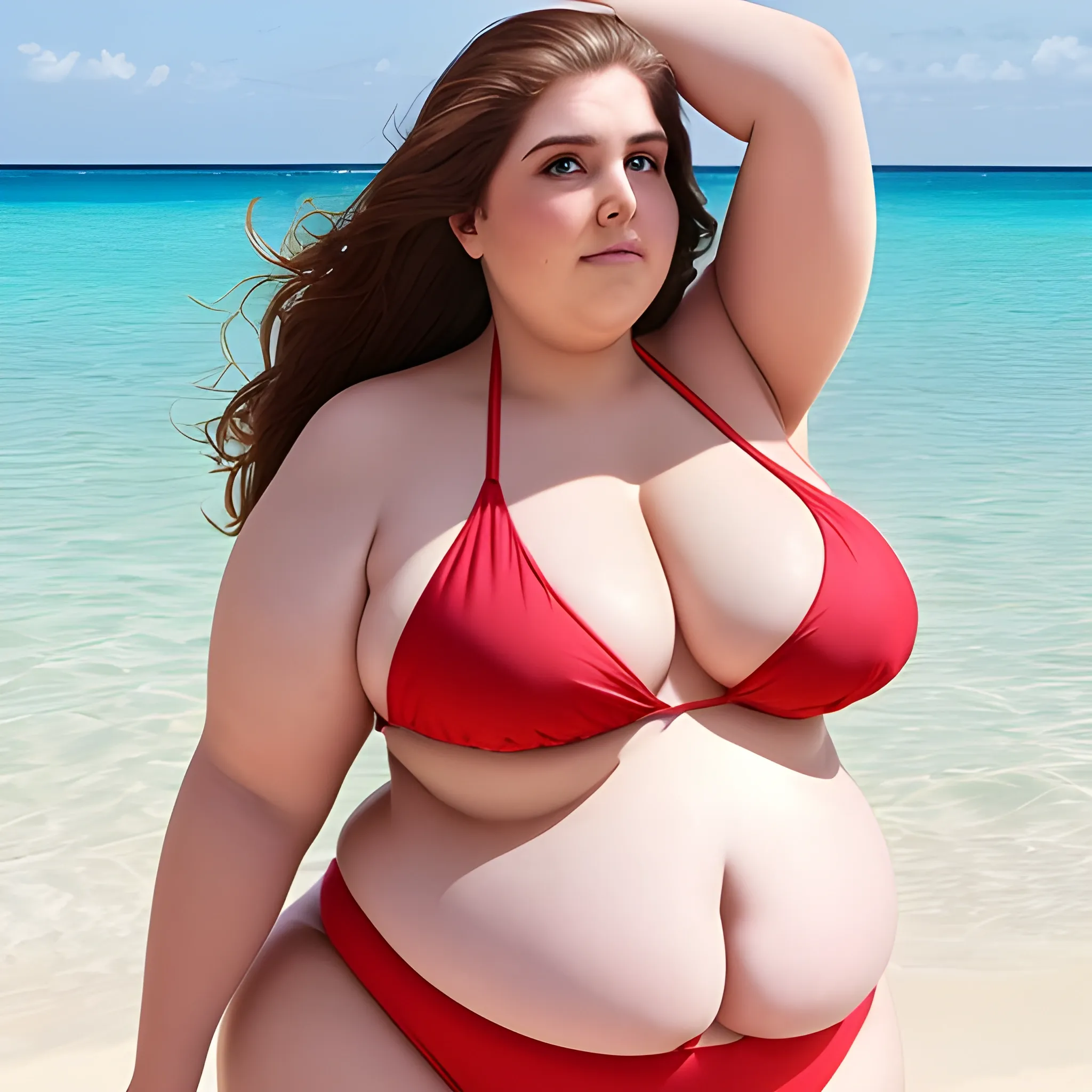  Beautiful obese woman in bikini