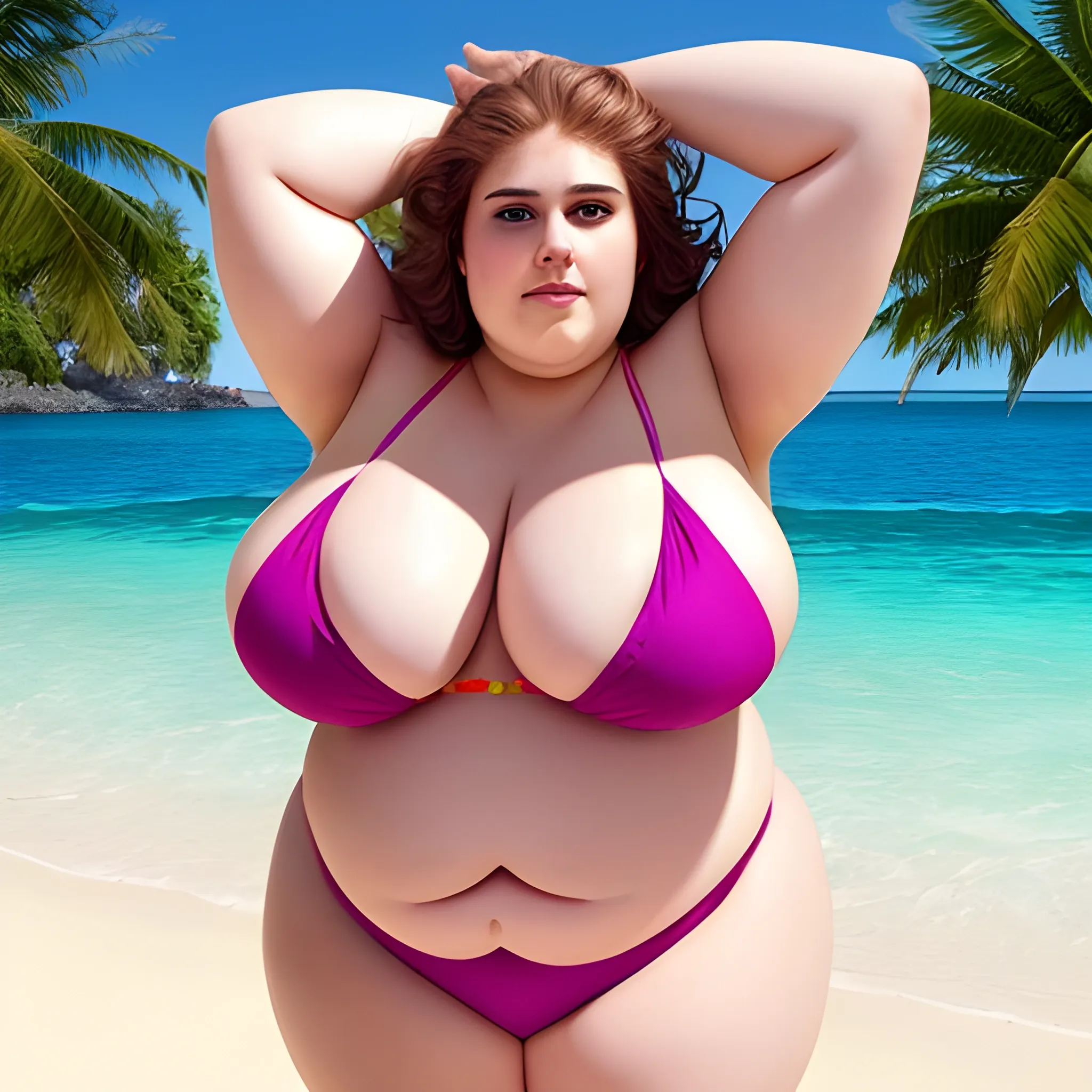  Beautiful obese woman in bikini