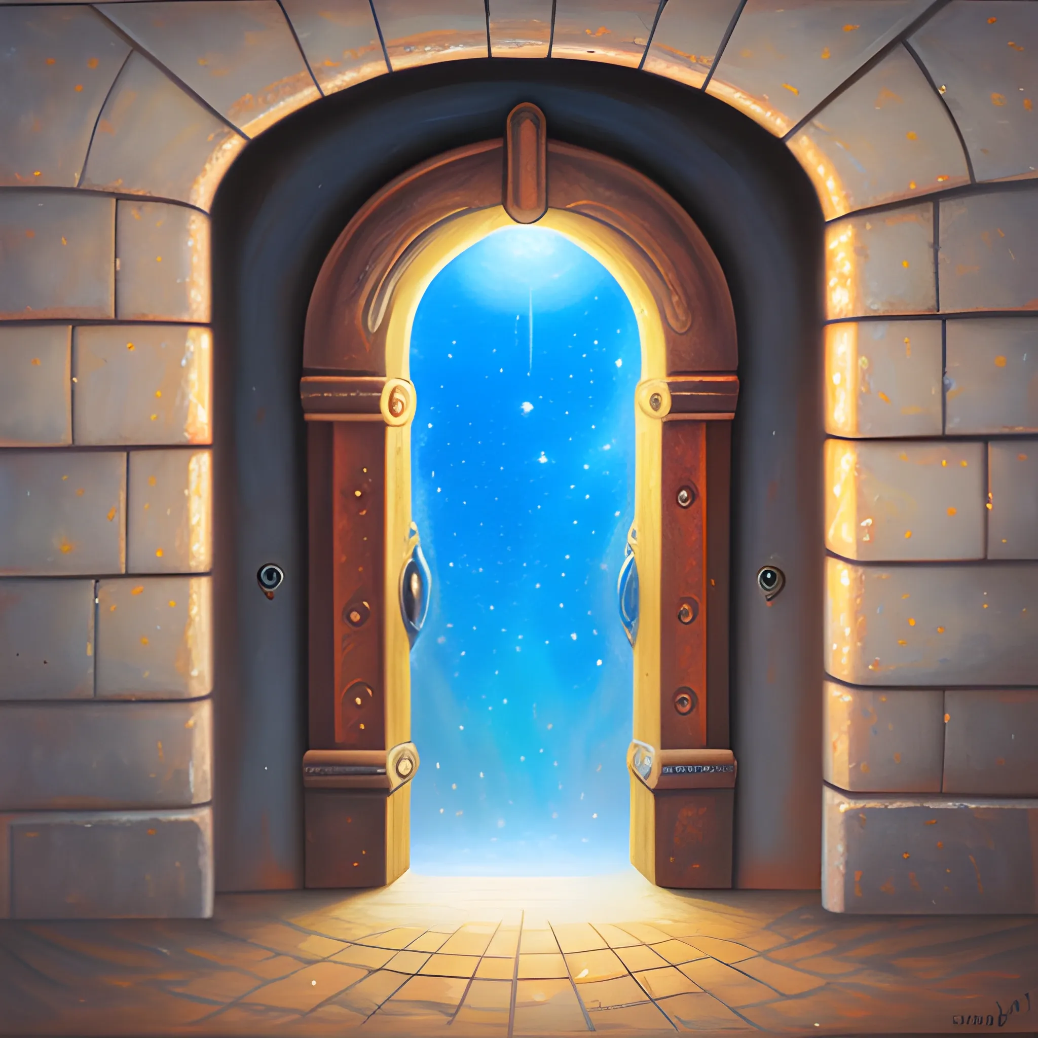 a doorway to another universe, oil painting 