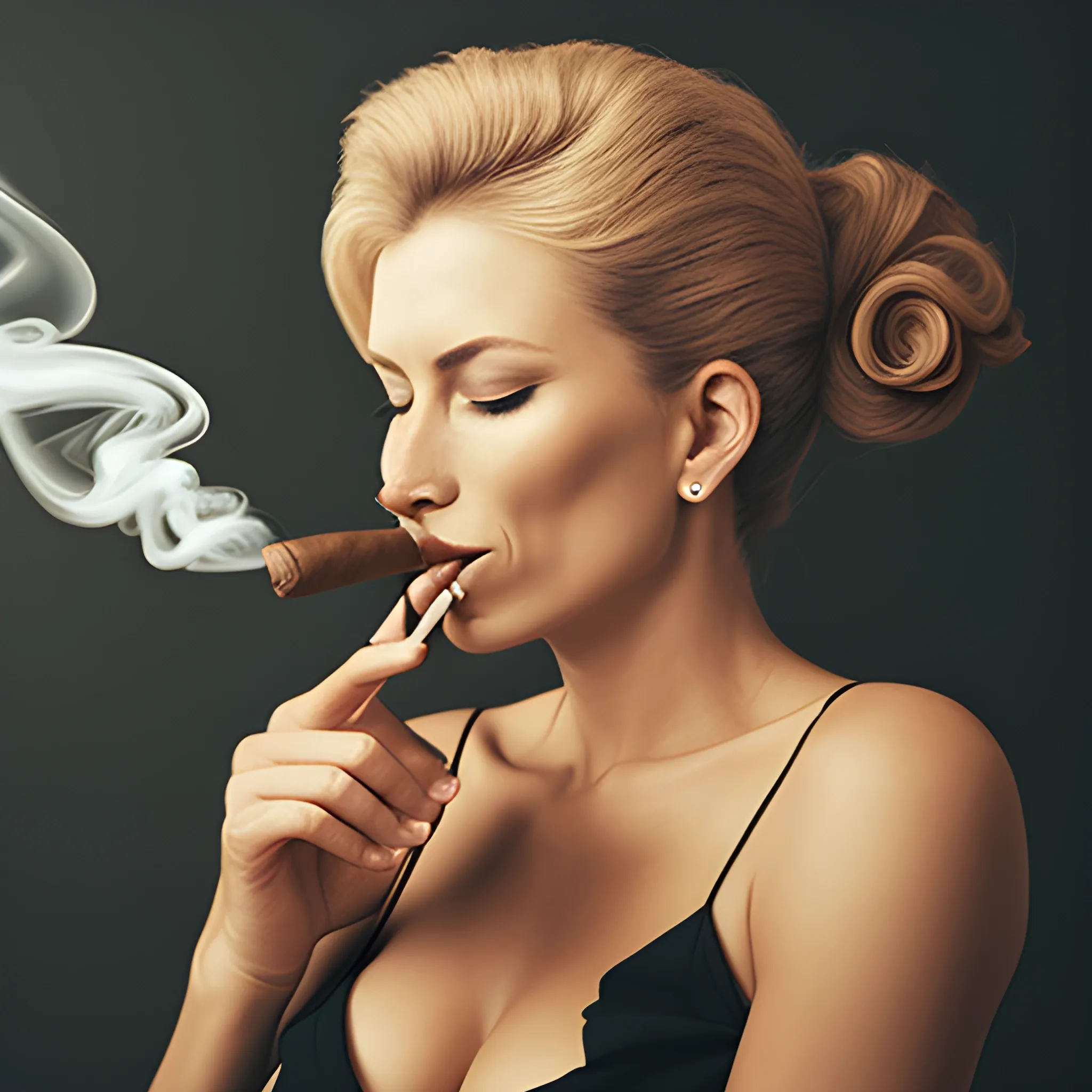 Woman smoking cigar