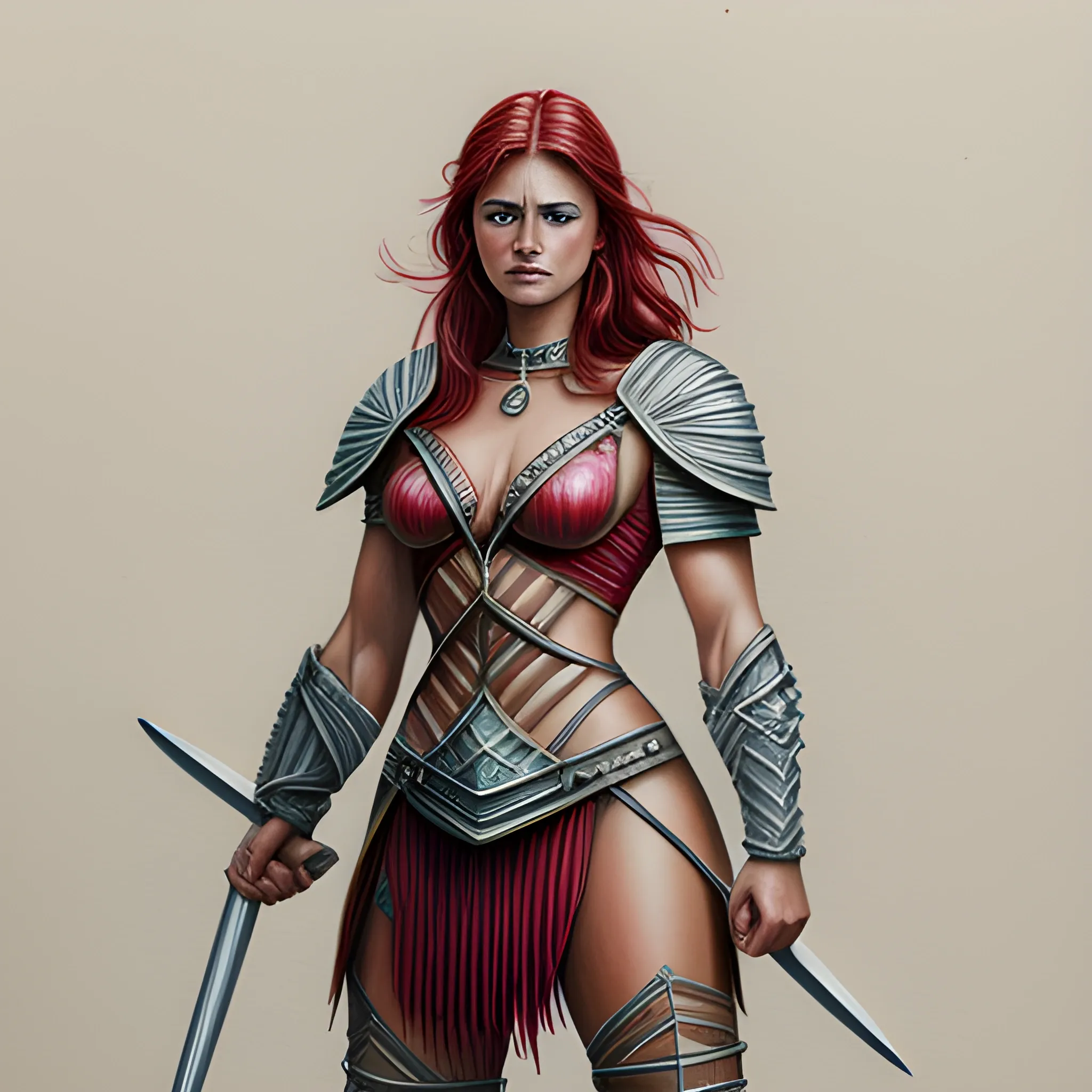  Colored pencil art on paper, highly detailed, artstation, PrismaColor, Pencil Sketch gladiator woman 
