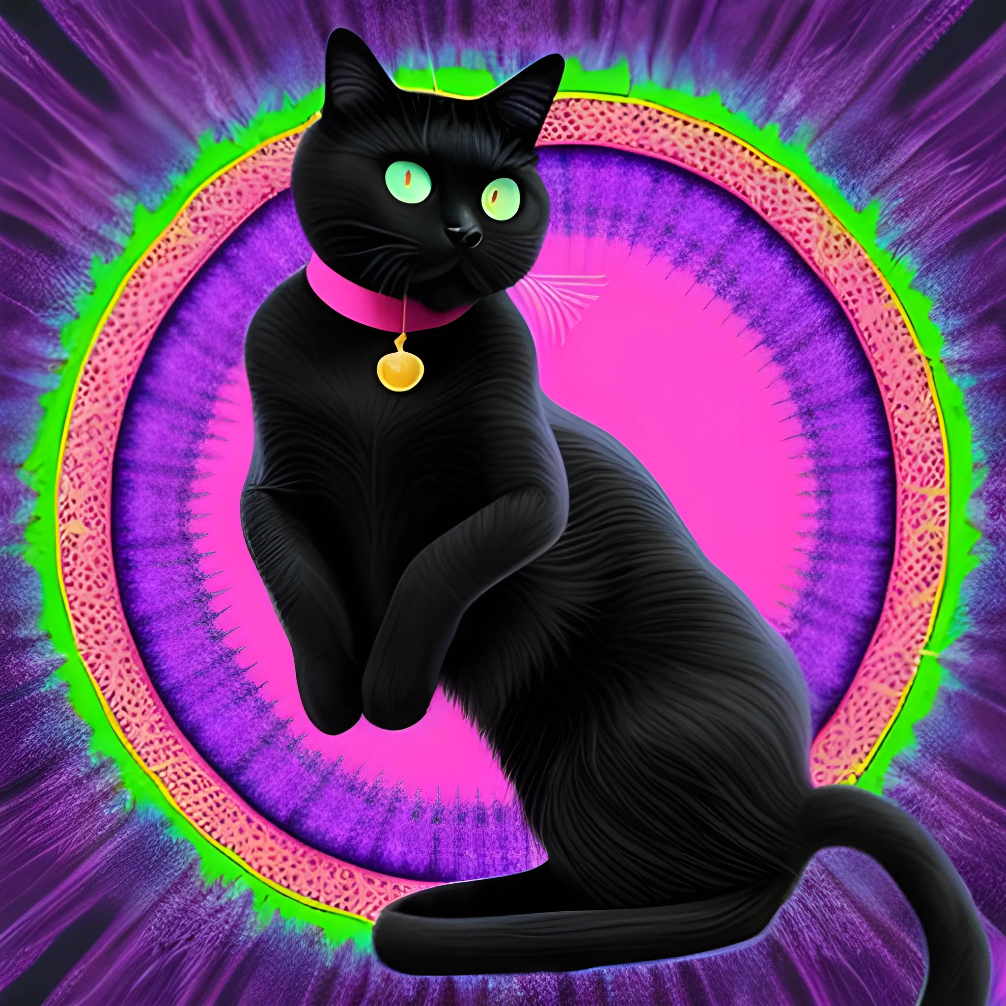 Black Cat Holding On Essential, Trippy