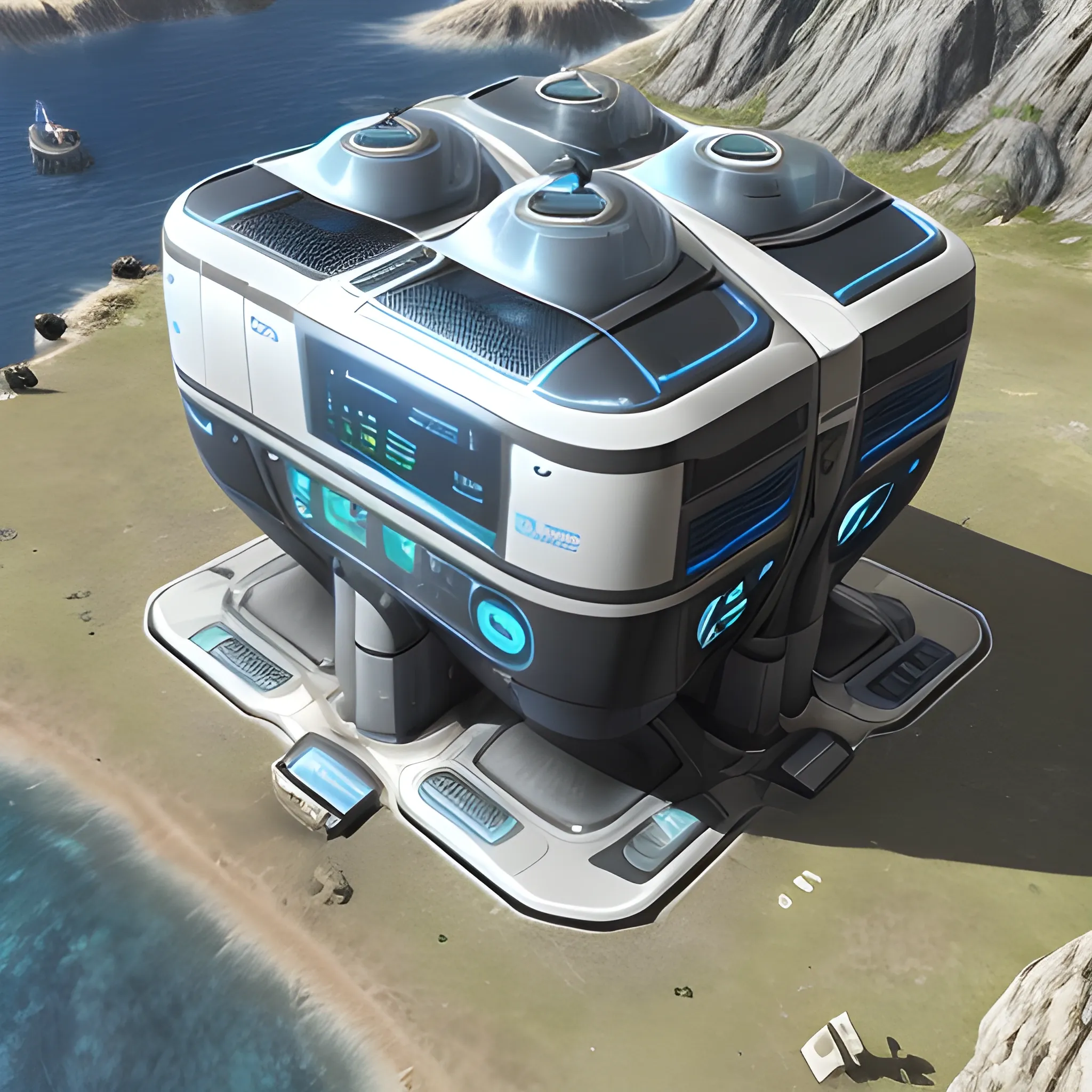 anno 2205 style, temperate, sunny, clear sky, top-down view, futuristic building boiler made of metal black structures, people, futuristic, beautiful, Realistic proportions, rim light




