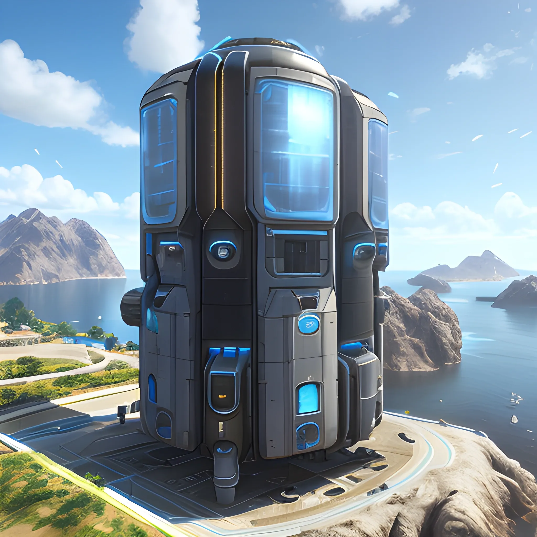 anno 2205 style, temperate, sunny, clear sky, top-down view, futuristic building boiler made of metal black structures, complex, people, futuristic, beautiful, Realistic proportions, rim light




