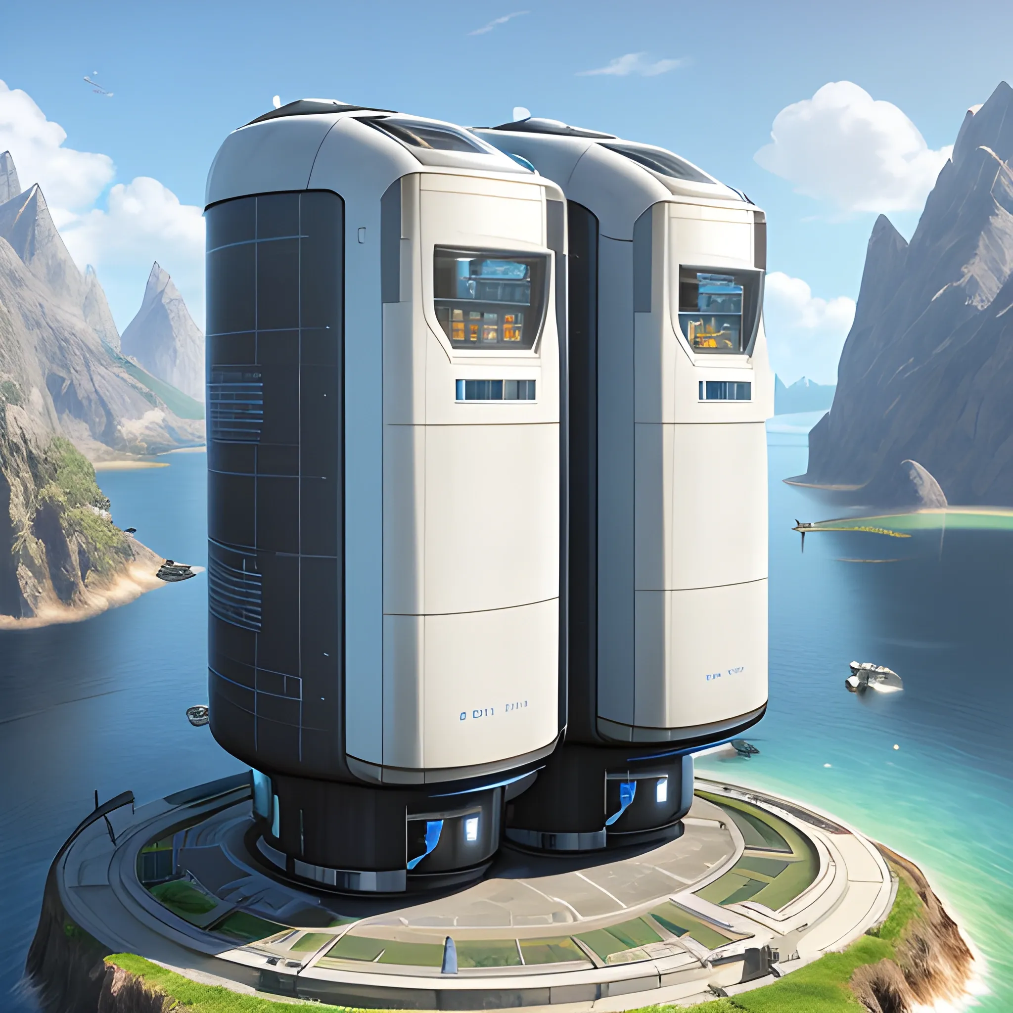 anno 2205 style, temperate, sunny, clear sky, top-down view, futuristic building boiler made of metal black structures, complex, people, futuristic, beautiful, Realistic proportions, rim light




