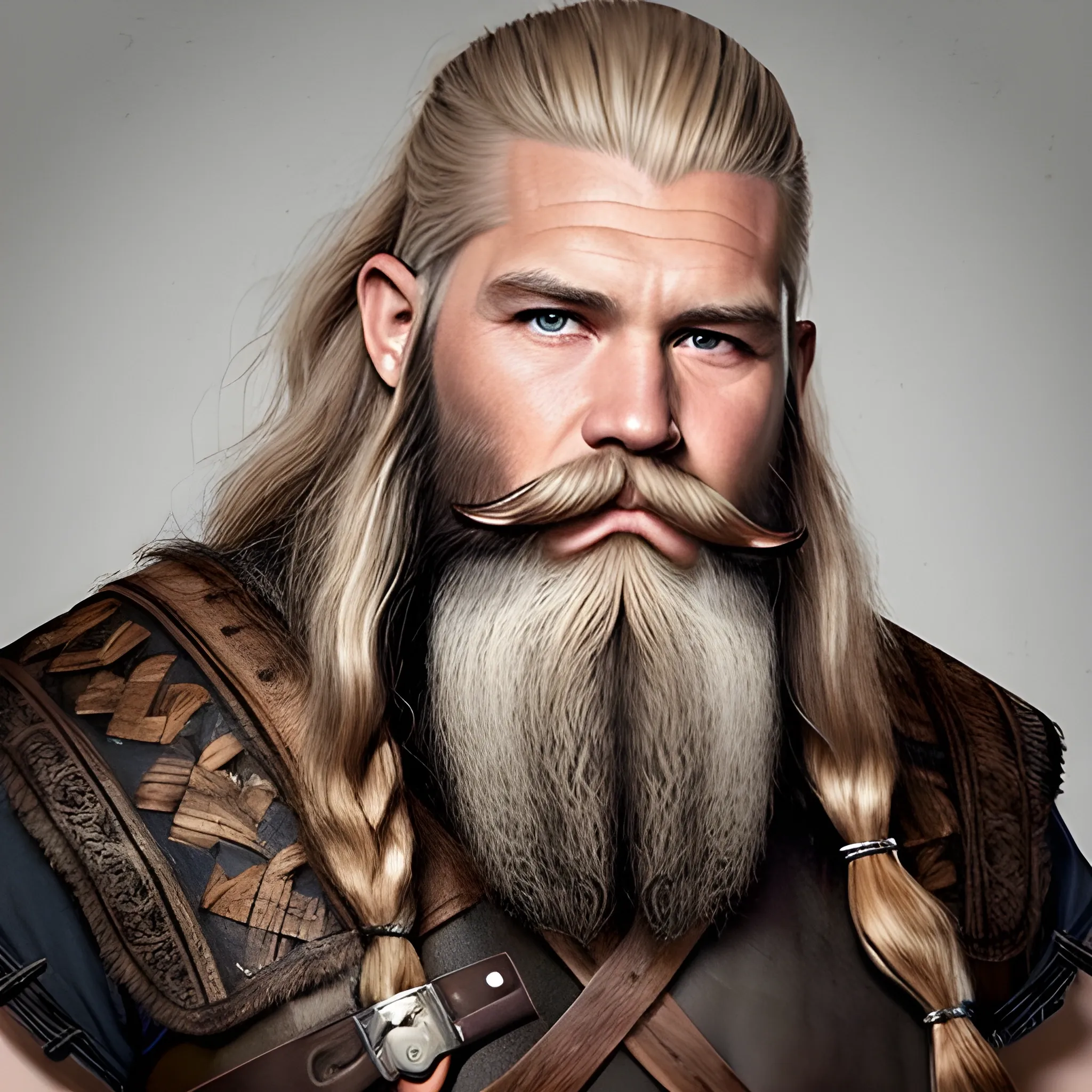 Puedes crear una imagen hombre de unos 60 con barba y cabello corto blanco muy parecido a un vikingo, pero moderno en un estilo realista.