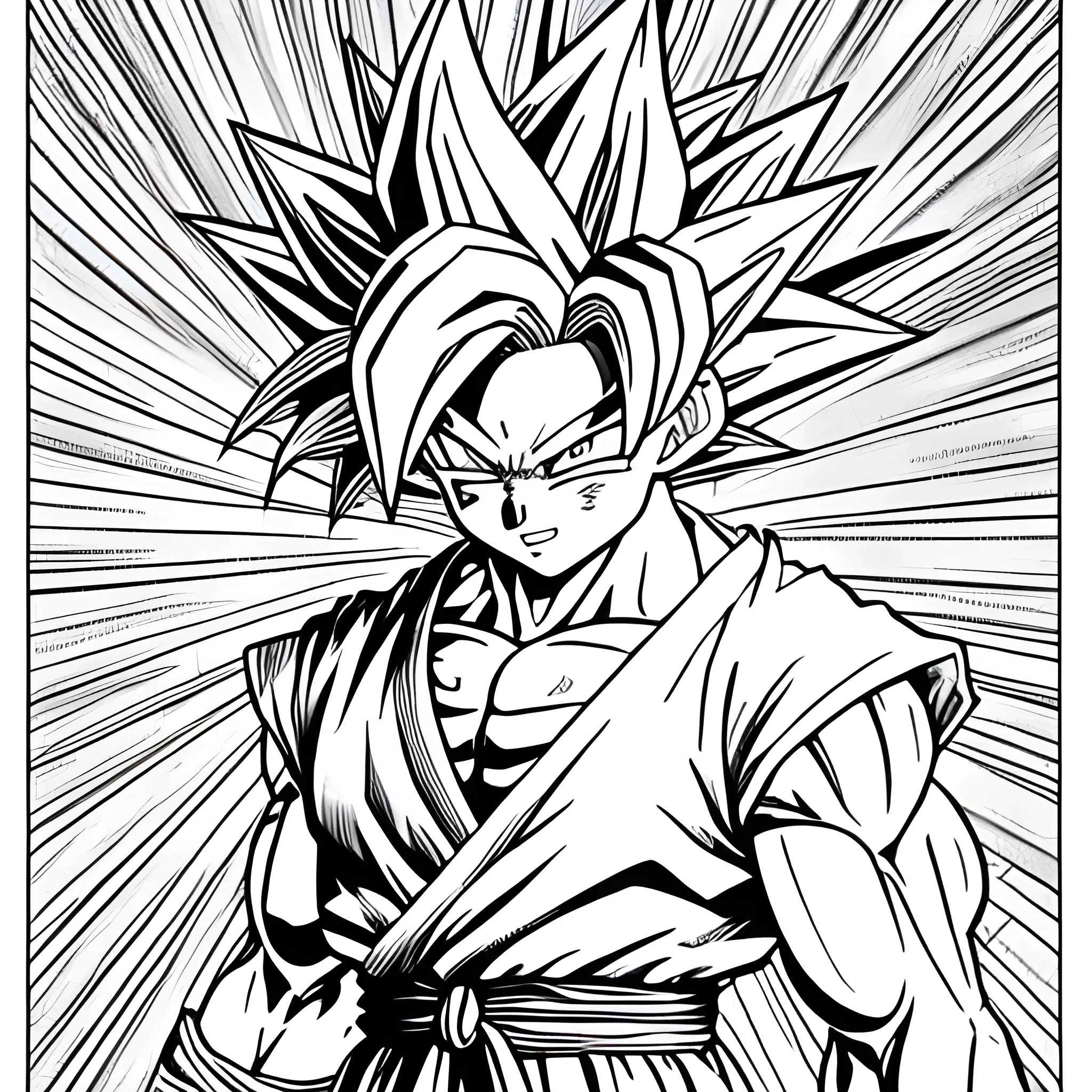 Super Saiyan Goku In The Air Coloring Page 