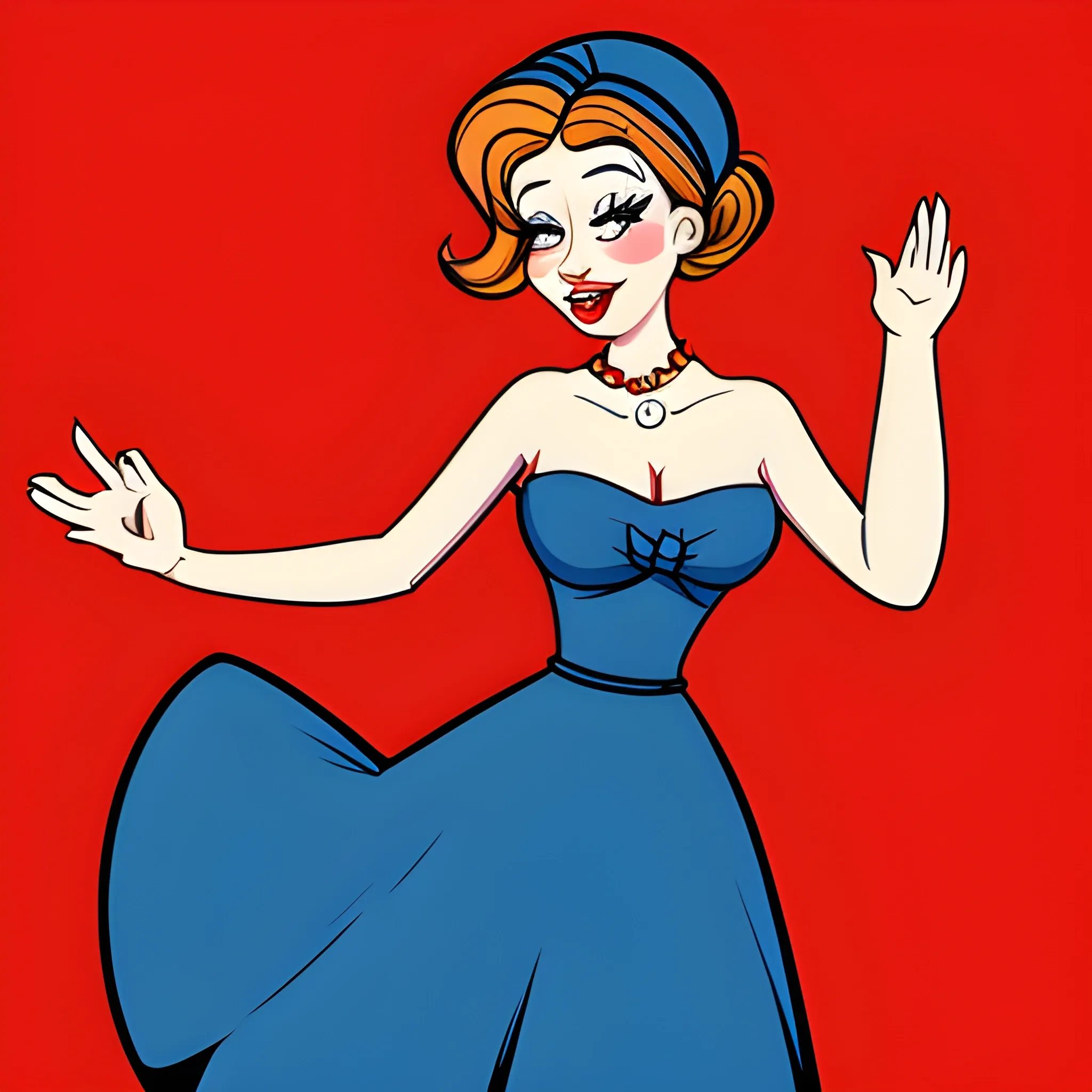 Béatrice is beautifull woman dresse red , Cartoon