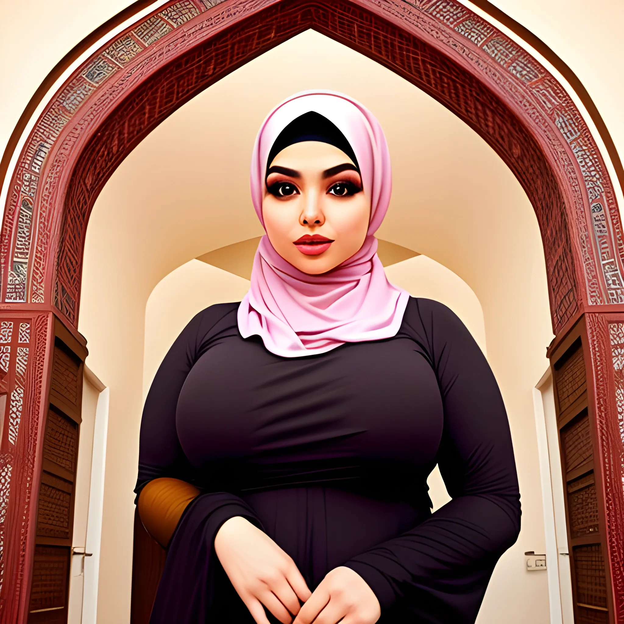  Iranian curvy woman with a hijab 
