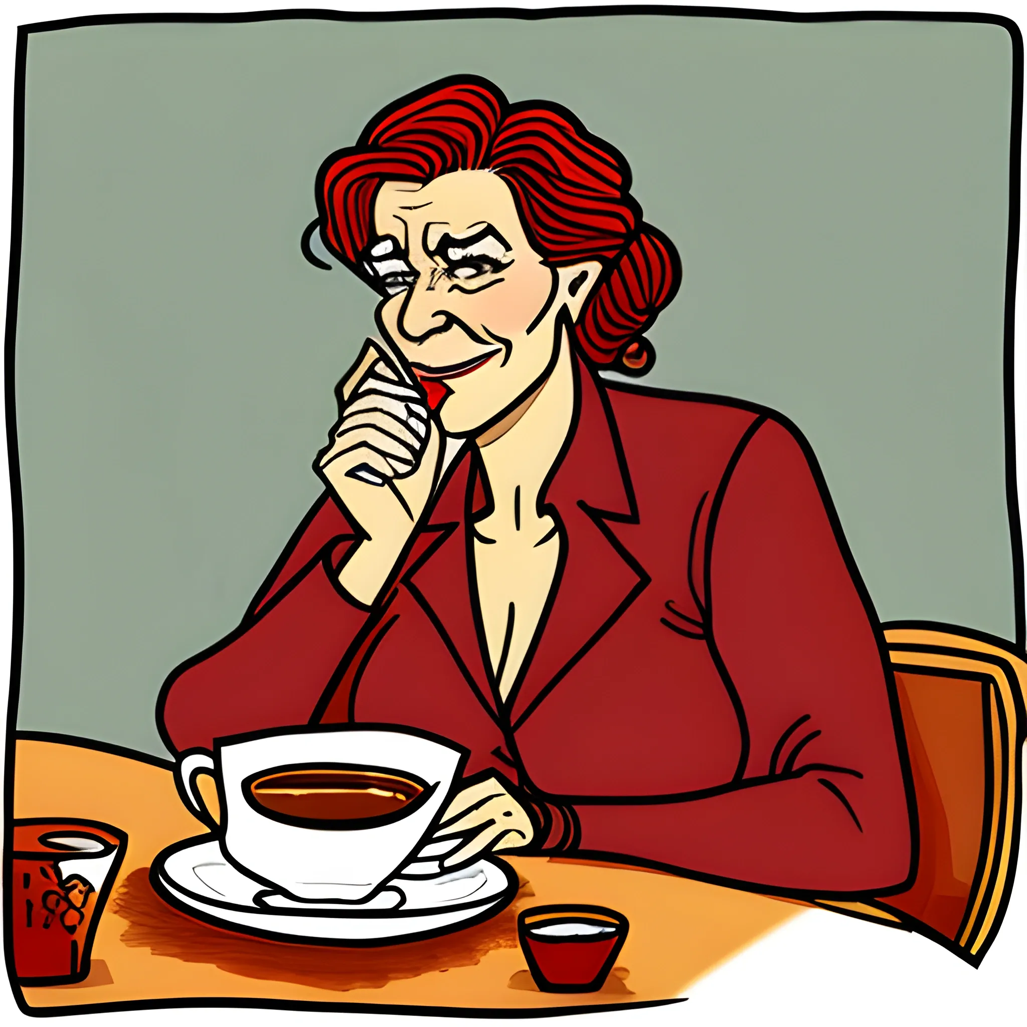 young woman drinking rooibos tea in south africa, Cartoon