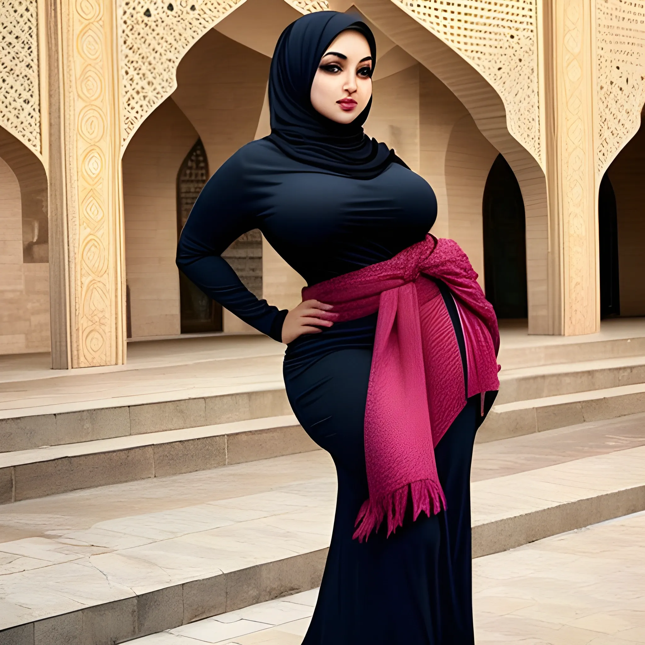  Iranian curvy woman with a hijab 
