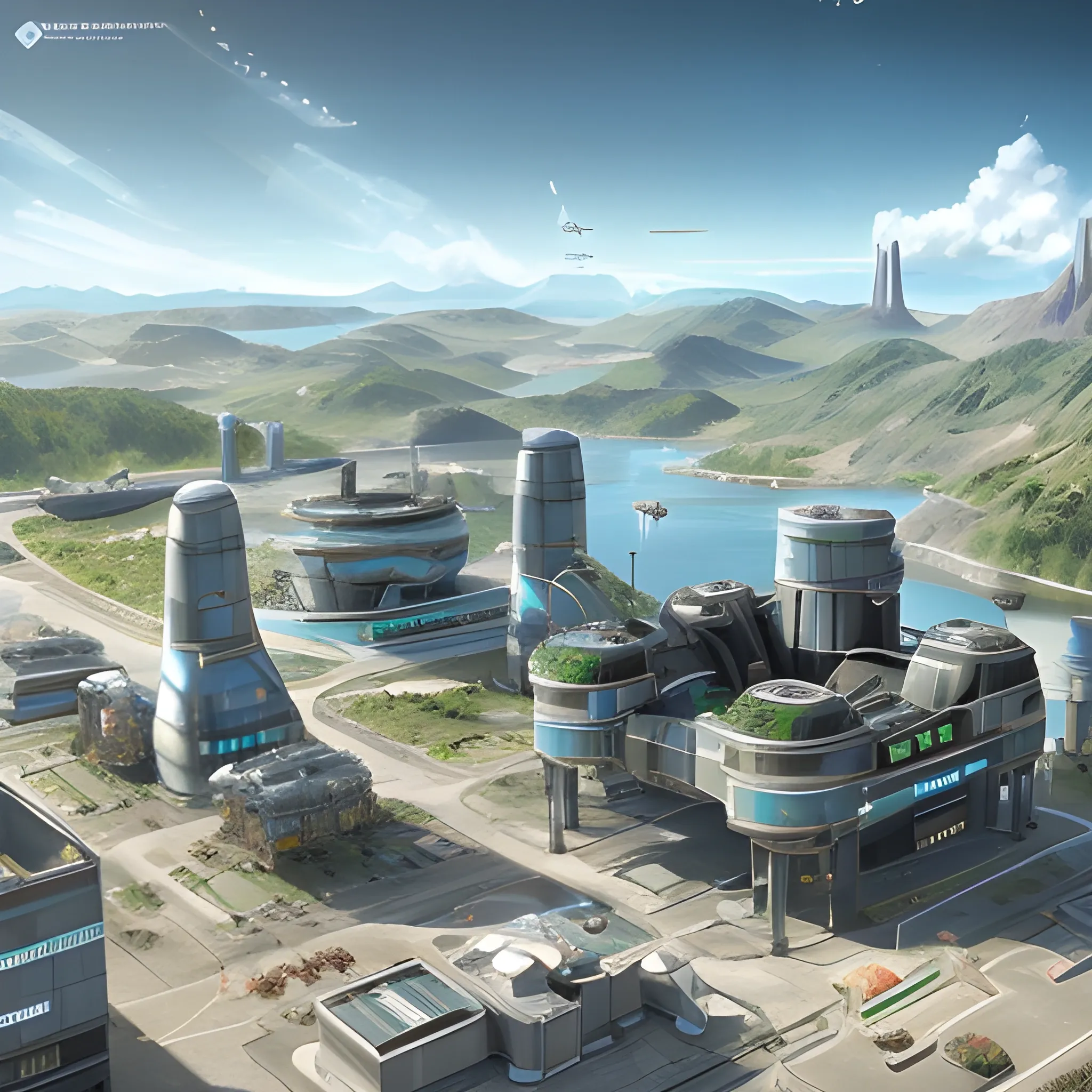 anno 2205 style, temperate, sunny, clear sky, top-down view, power plant made of metal black structures, white plastic material, scratches, rusty pipes, flat foundation, solid, mixed shapes round and square, mechanisms, wires, non-standard shapes, stains on the walls,many angles, straight lines, high level of detail, people, futuristic, beautiful, Realistic proportions, attention to detail


