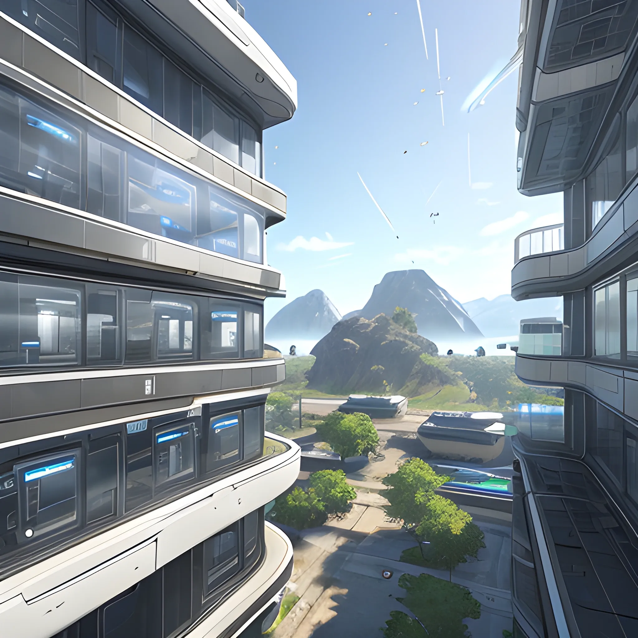 anno 2205 style, temperate, sunny, clear sky, top-down view, bio laboratory made of metal black structures, white plastic material, many glass, scratches,
mechanisms, wires, stains on the walls, high level of detail, people, futuristic, beautiful, Realistic proportions, attention to detail