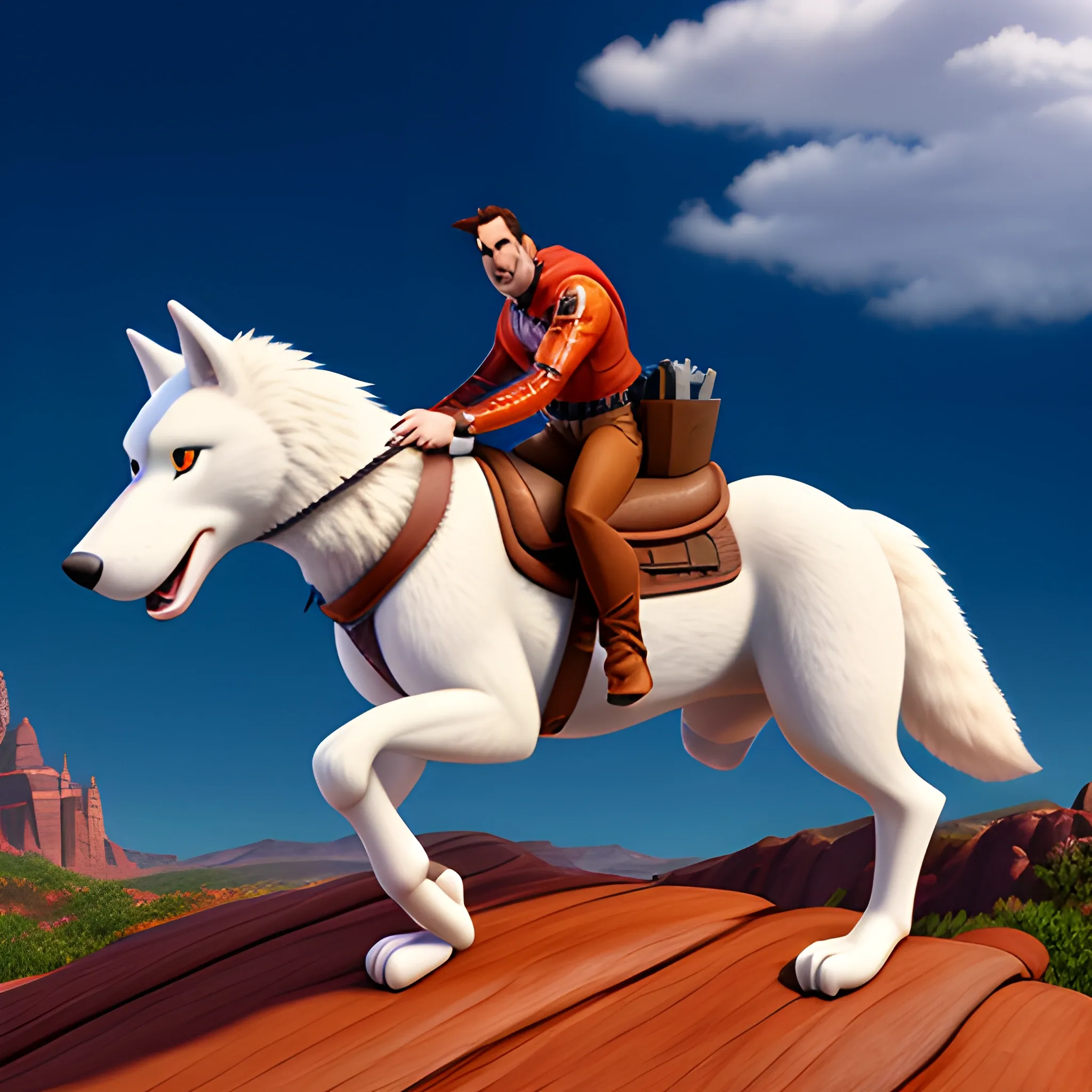 a boy riding on the back of a wolf, PIXAR, 8k
