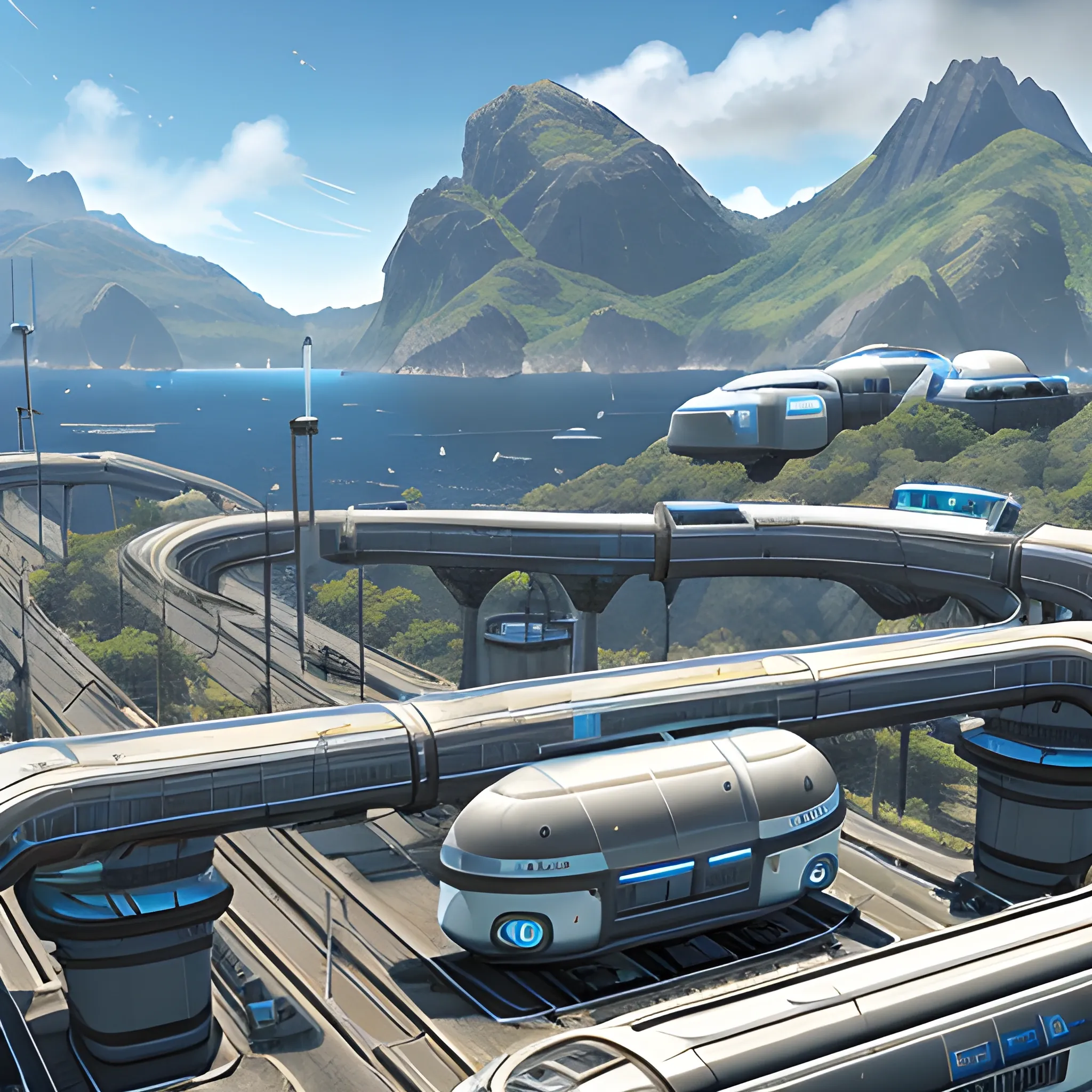 anno 2205 style, futuristic, temperate, sunny, clear sky, top-down view, railway stetion made of metal black structures, white plastic material, scratches, rusty pipes, 
mechanics, wire, stains on the walls, high level of detail, people, beautiful, Realistic proportions, attention to detail



