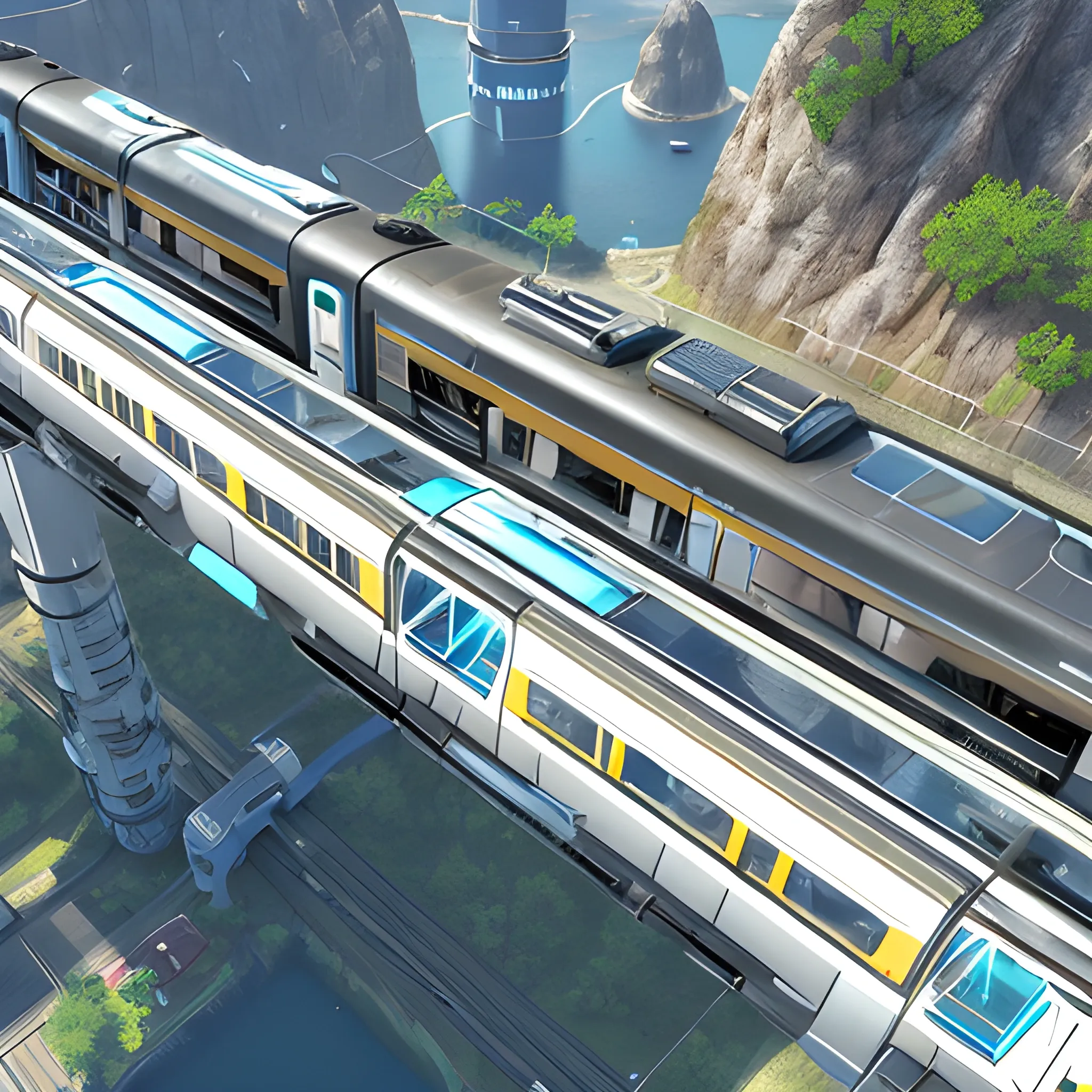 anno 2205 style, futuristic, temperate, sunny, clear sky, top-down view, railway stetion made of metal black structures, white plastic material, scratches, rusty pipes, 
mechanics, wire, stains on the walls, high level of detail, people, beautiful, Realistic proportions, attention to detail



