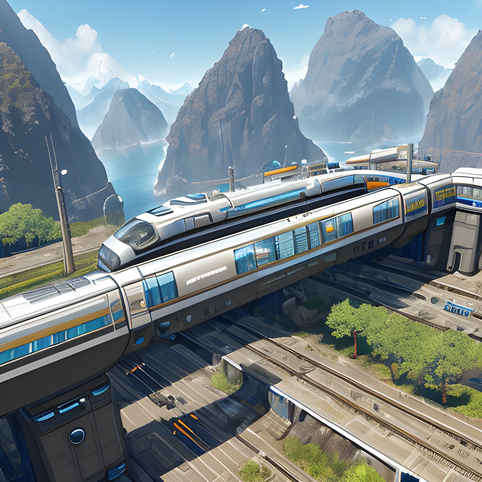 anno 2205 style, futuristic, temperate, sunny, clear sky, top-down view, railway stetion made of metal black structures, white plastic material, scratches, rusty pipes, 
mechanics, wire, stains on the walls, high level of detail, people, beautiful, Realistic proportions, attention to detail



