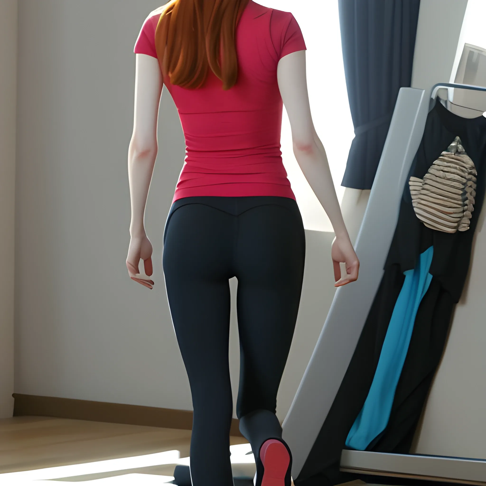 karen gillan in yoga pants facing away