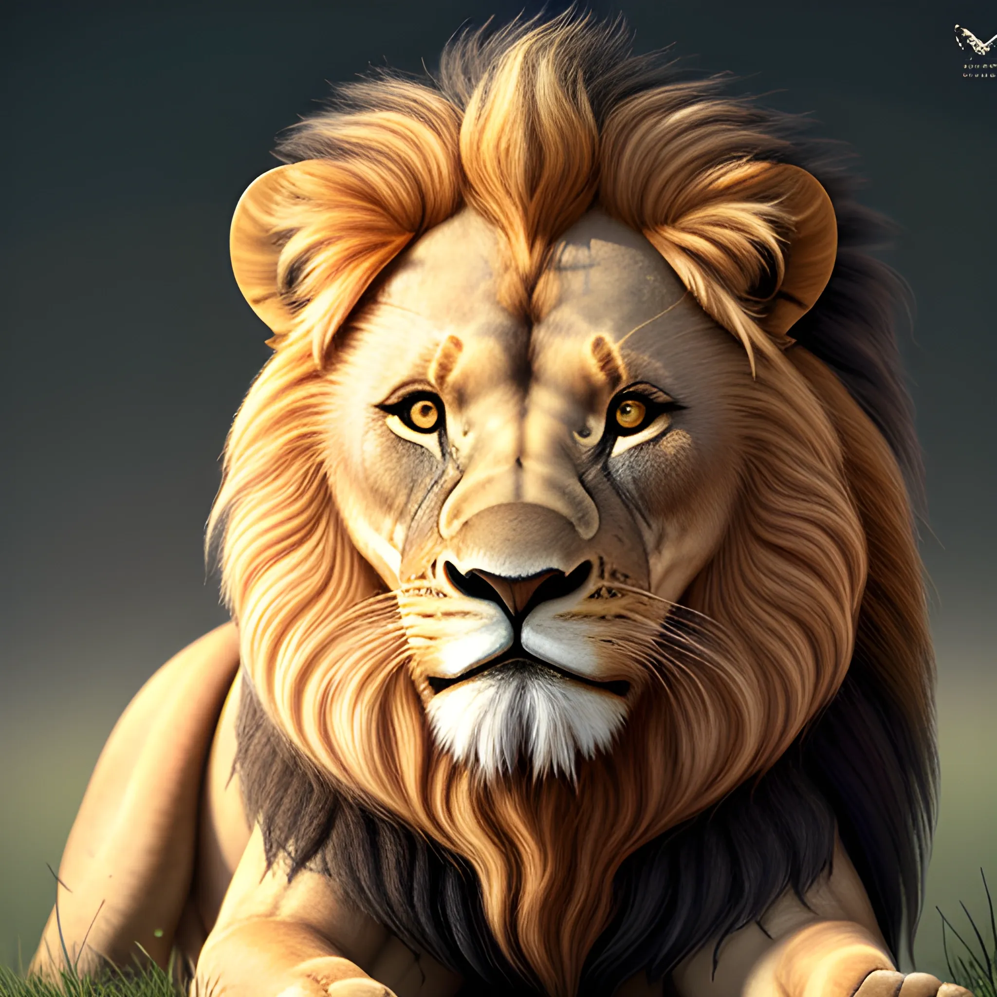 Lion, wordwar place, realistic, HD, warmy
