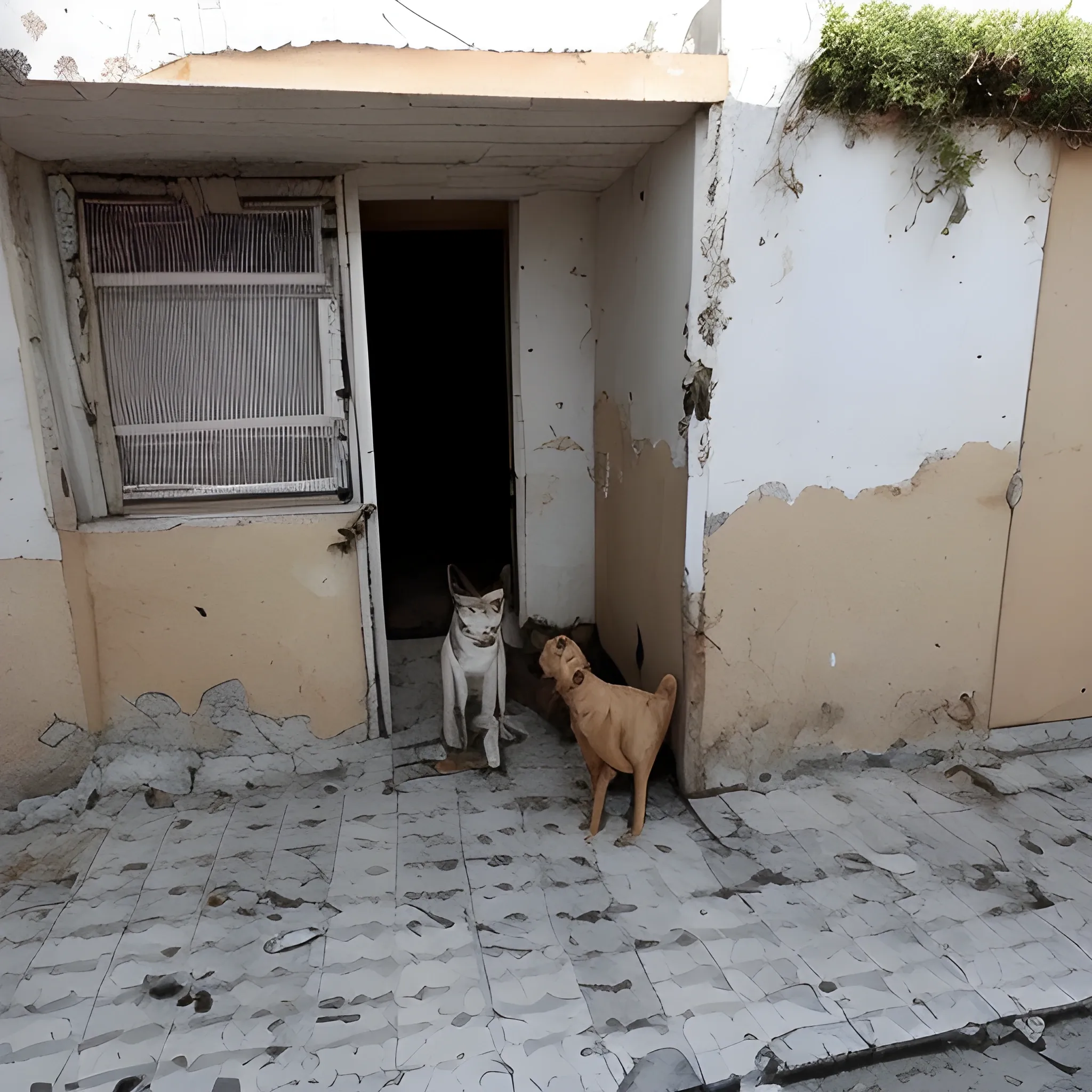 Leon en un lugar abandonado, fuerte y listo para la lucha