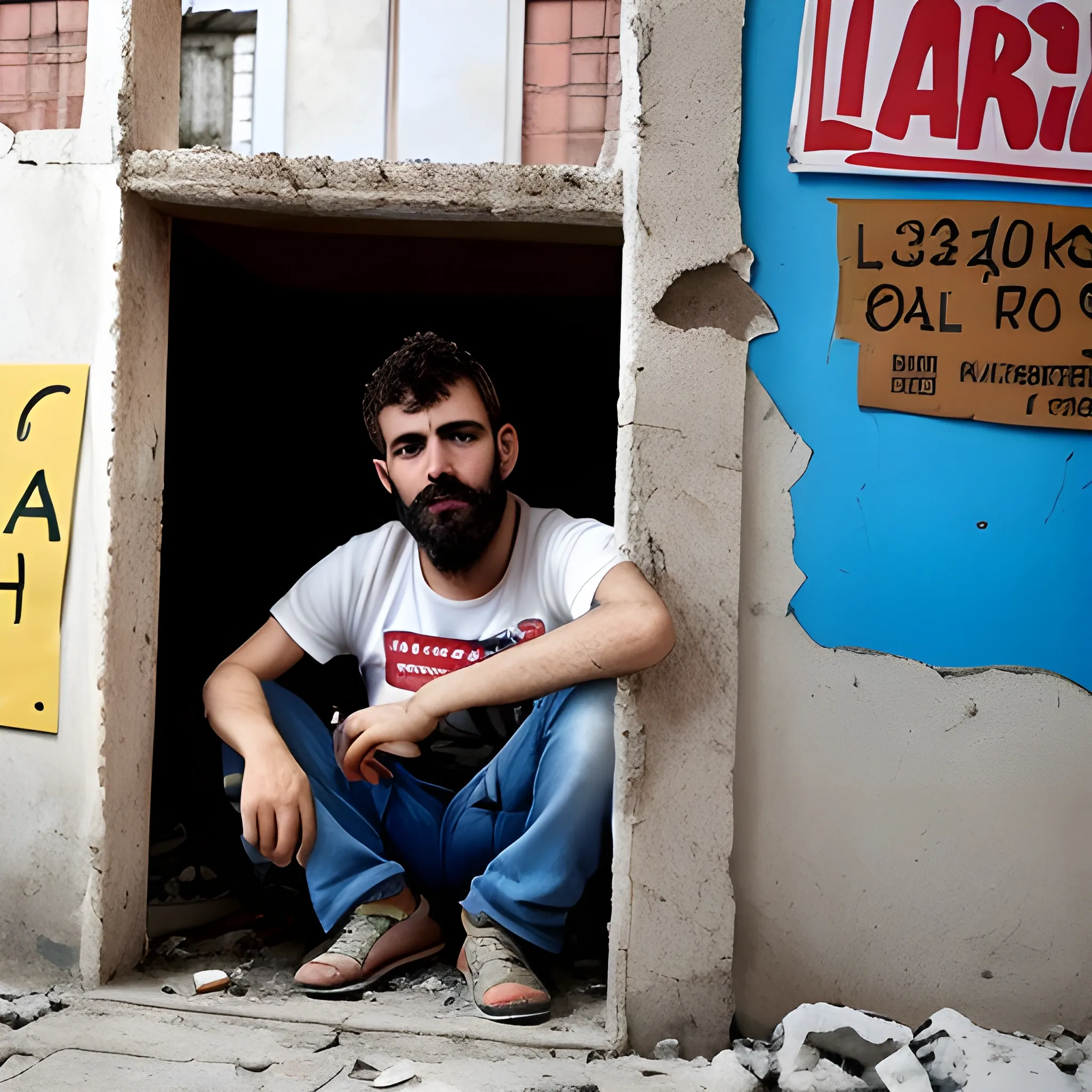 Leon en un lugar abandonado, fuerte y listo para la lucha