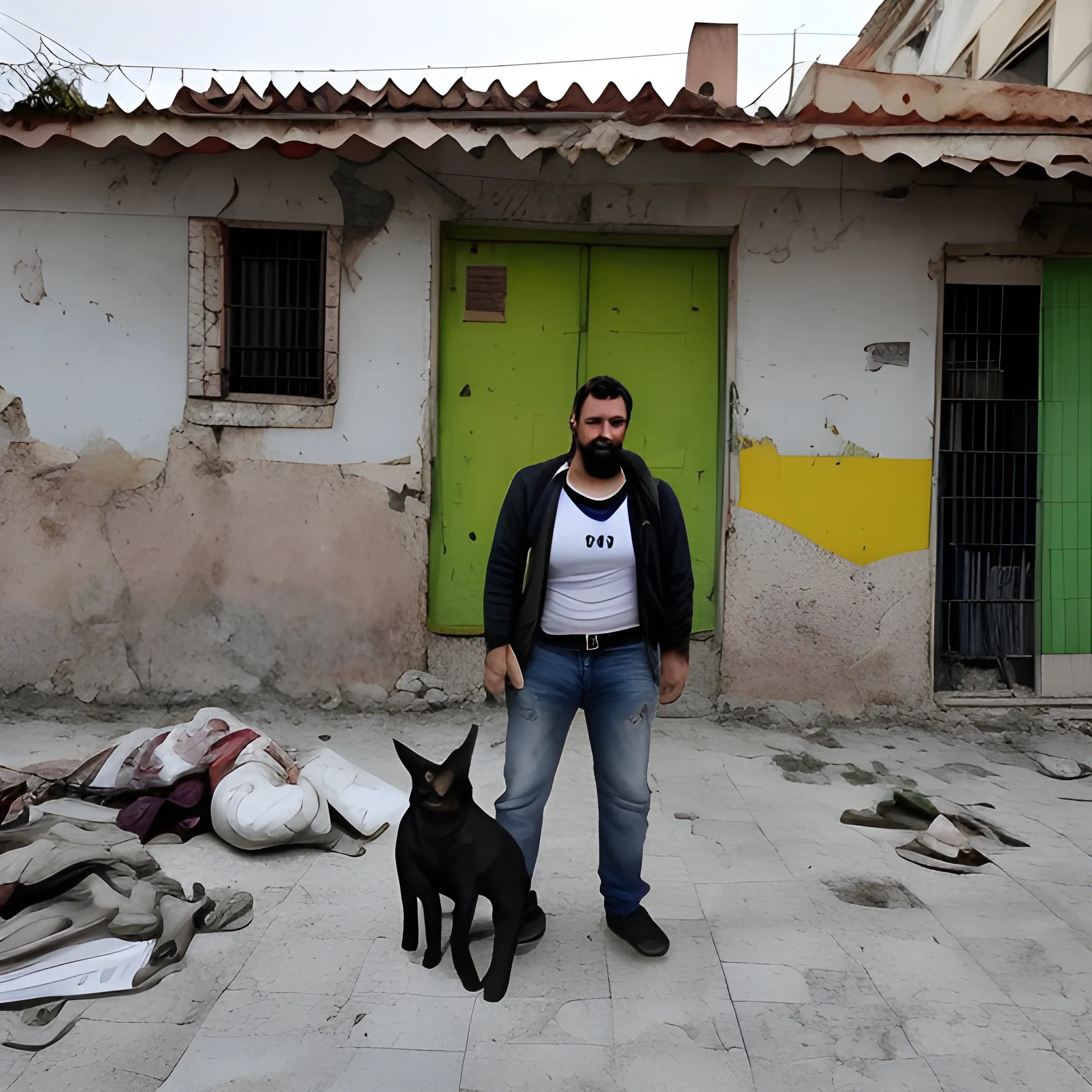 Leon en un lugar abandonado, fuerte y listo para la lucha