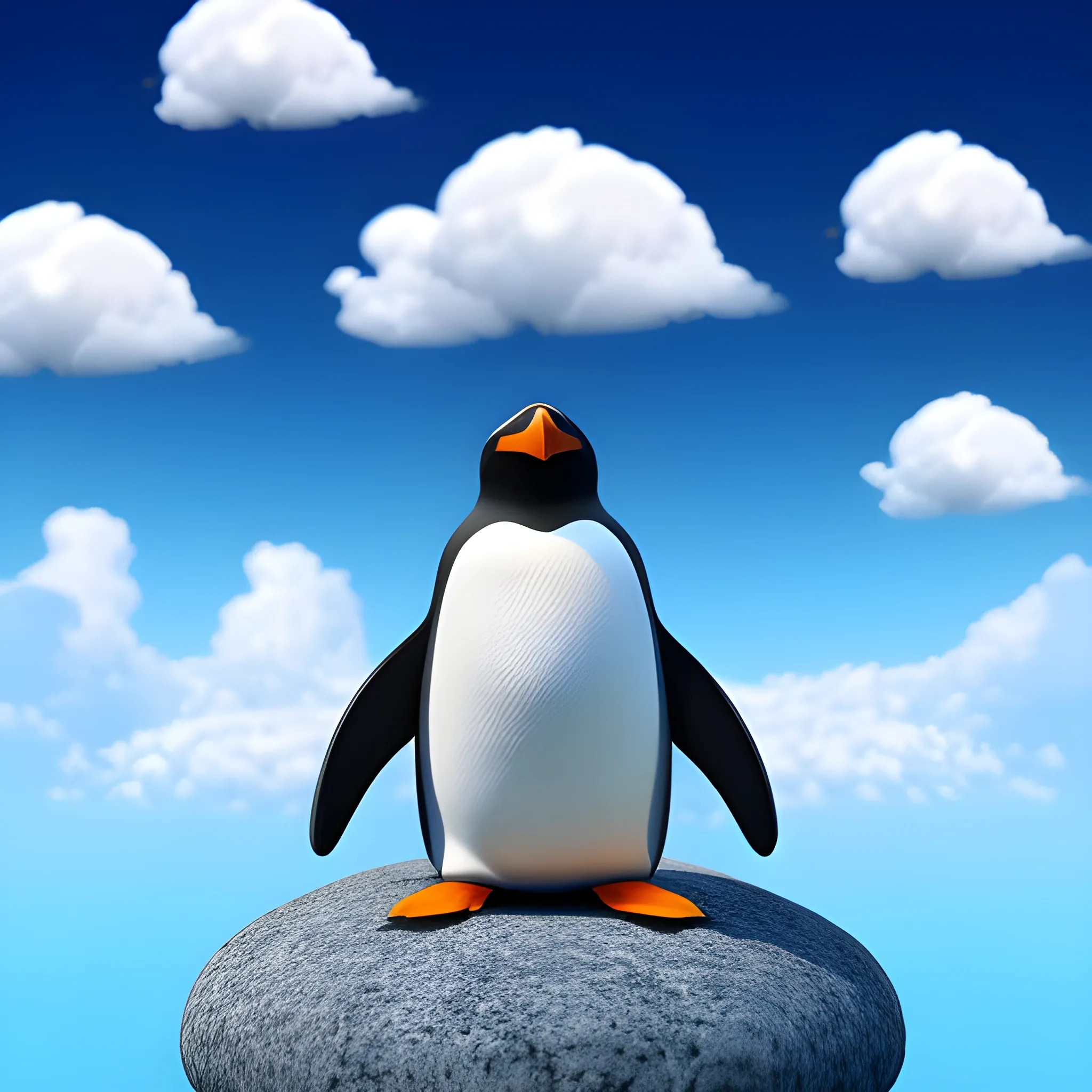 a penguin meditating on clouds 4k, super vibrant, attractive, 3 ...