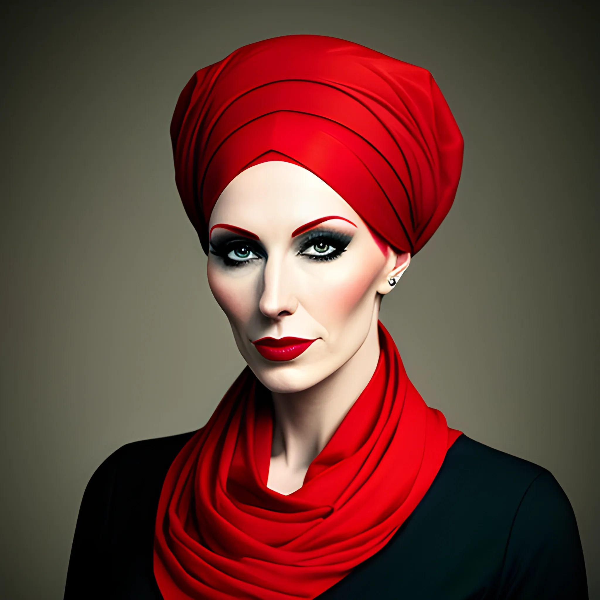 Portrait of girl with red headscarf,masterpiece,Photographs