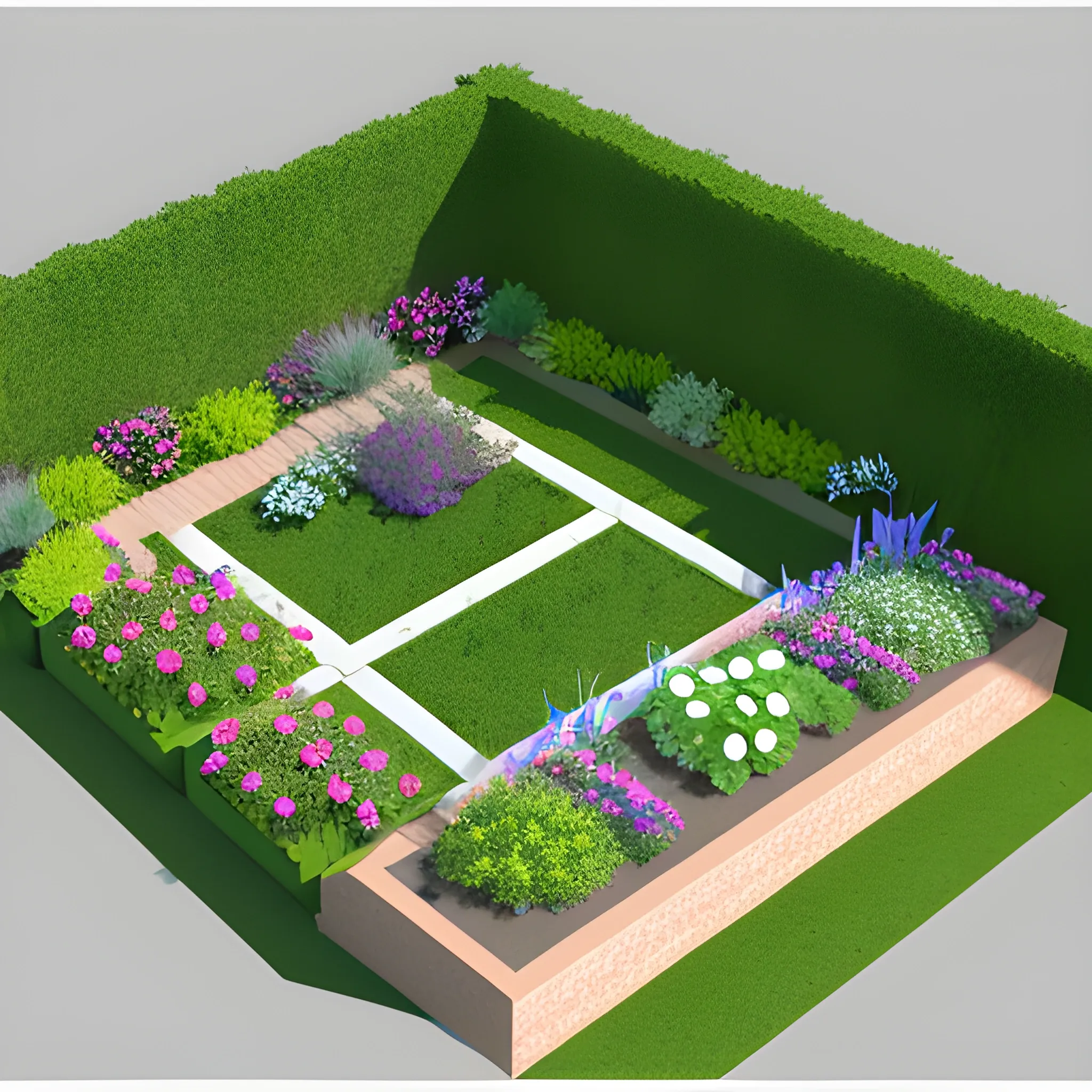 garden planning sketch, 3d
