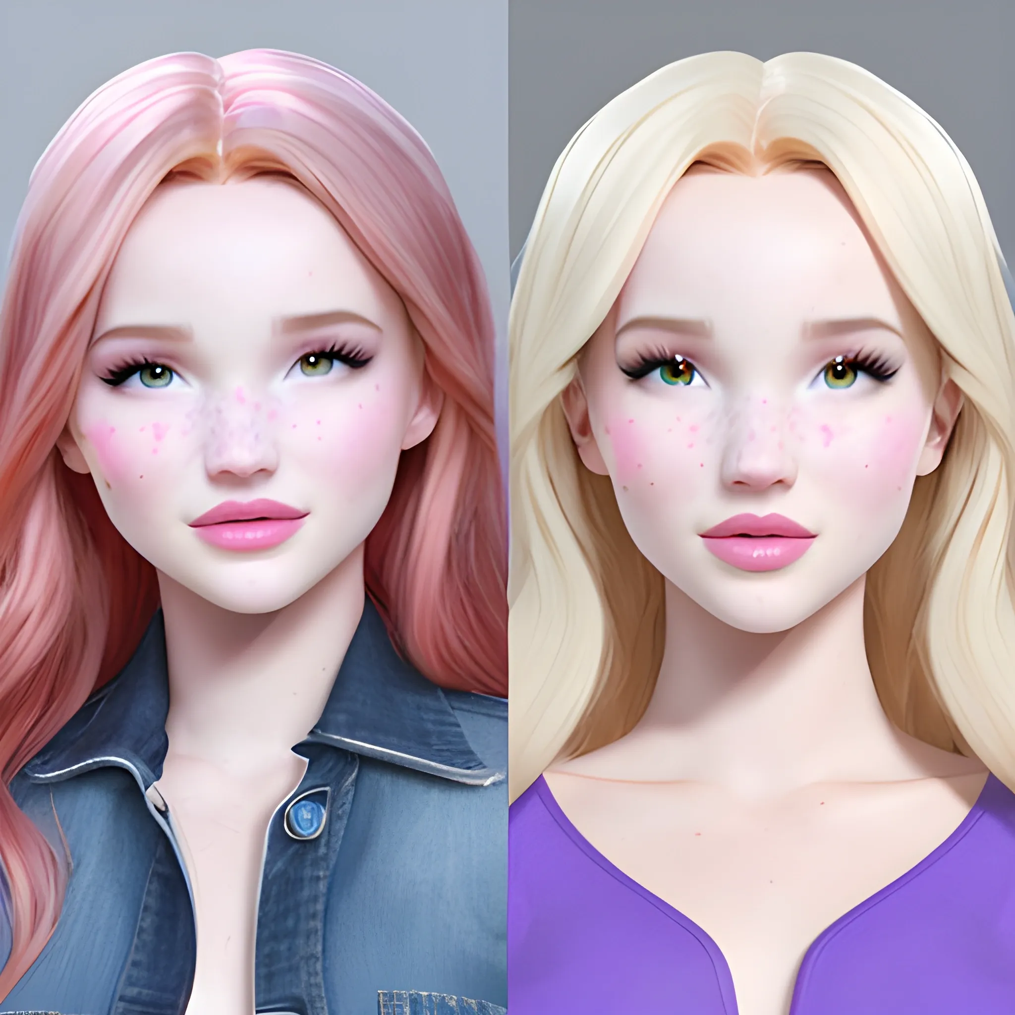 Bella Thorne / Dove Cameron face morph, 3D