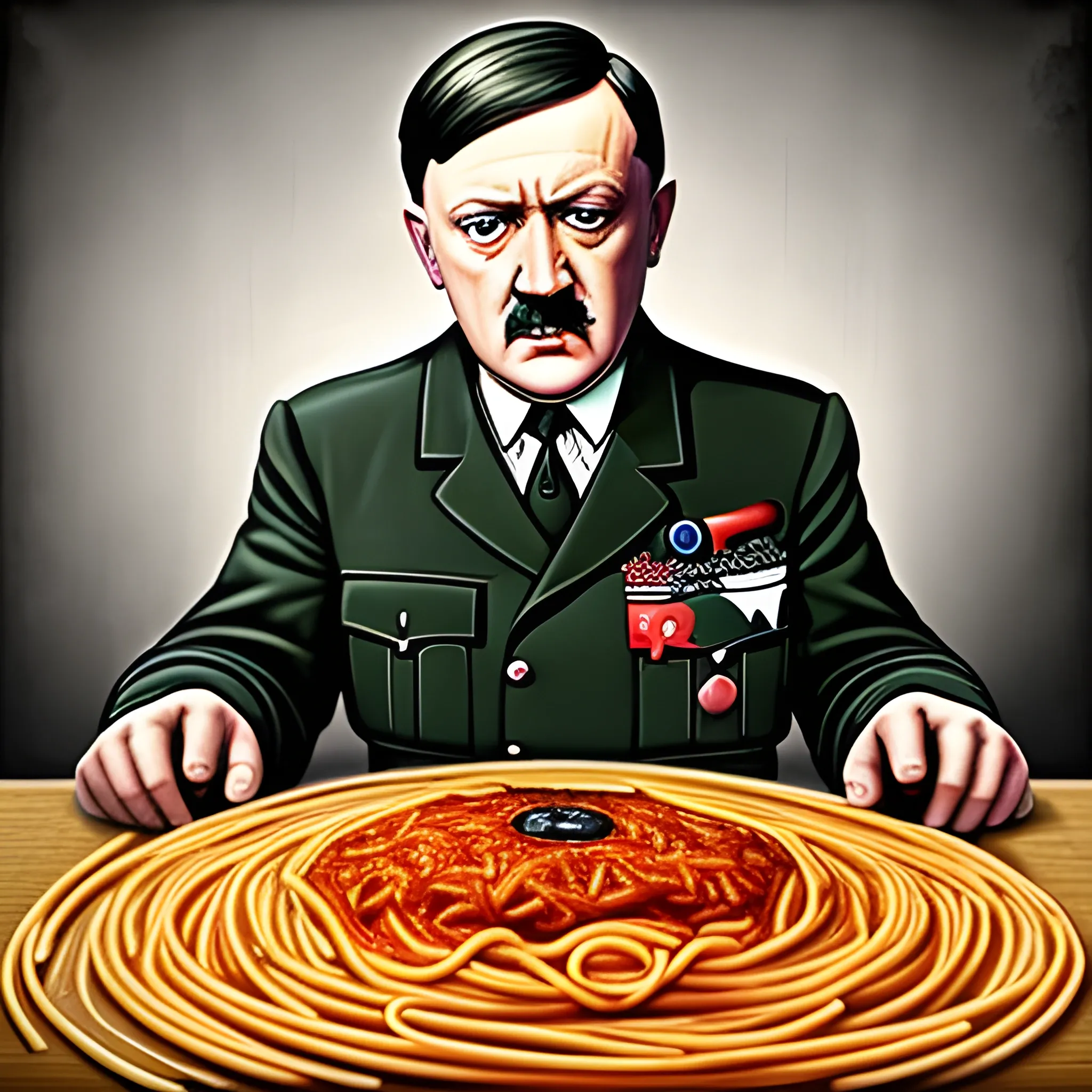 Hitler eat spaghetti 