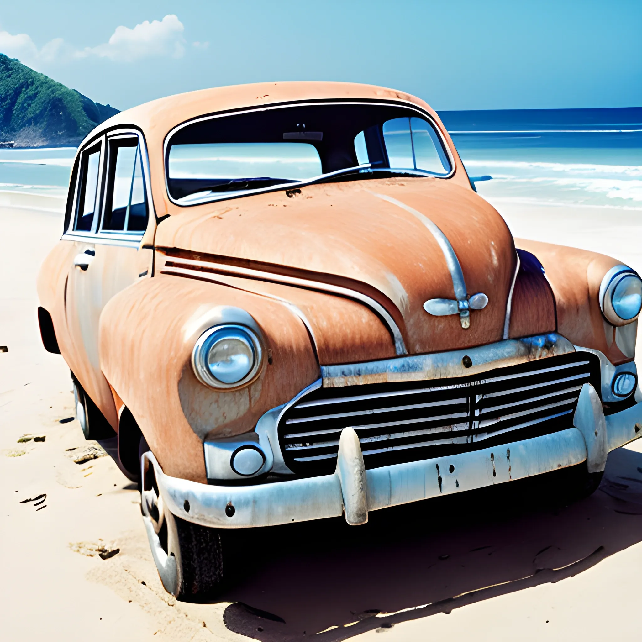 car in beach